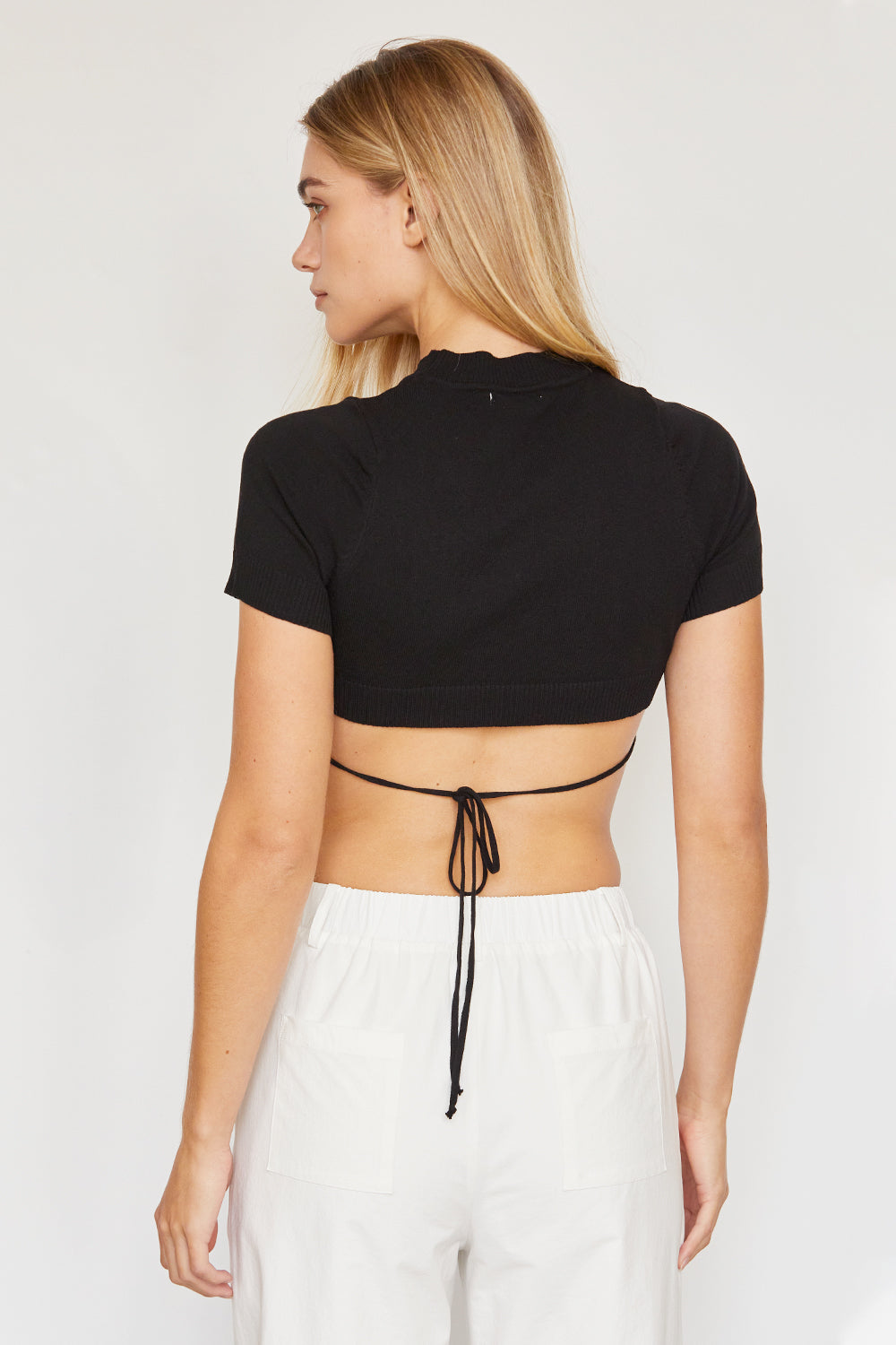 Envie Short Sleeve Tie-Back Knit Top