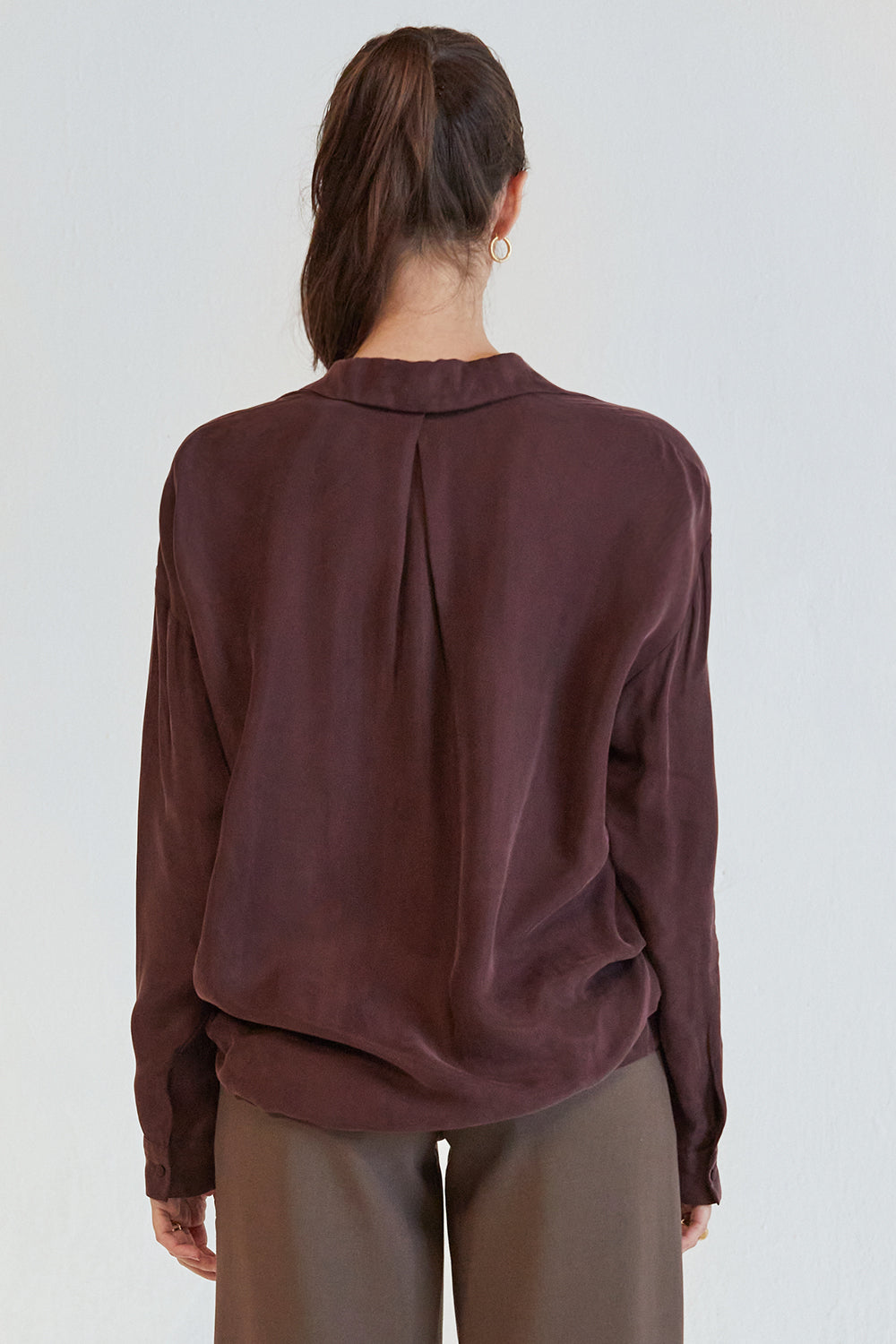Milena Collared Long Sleeve Cupro Blouse