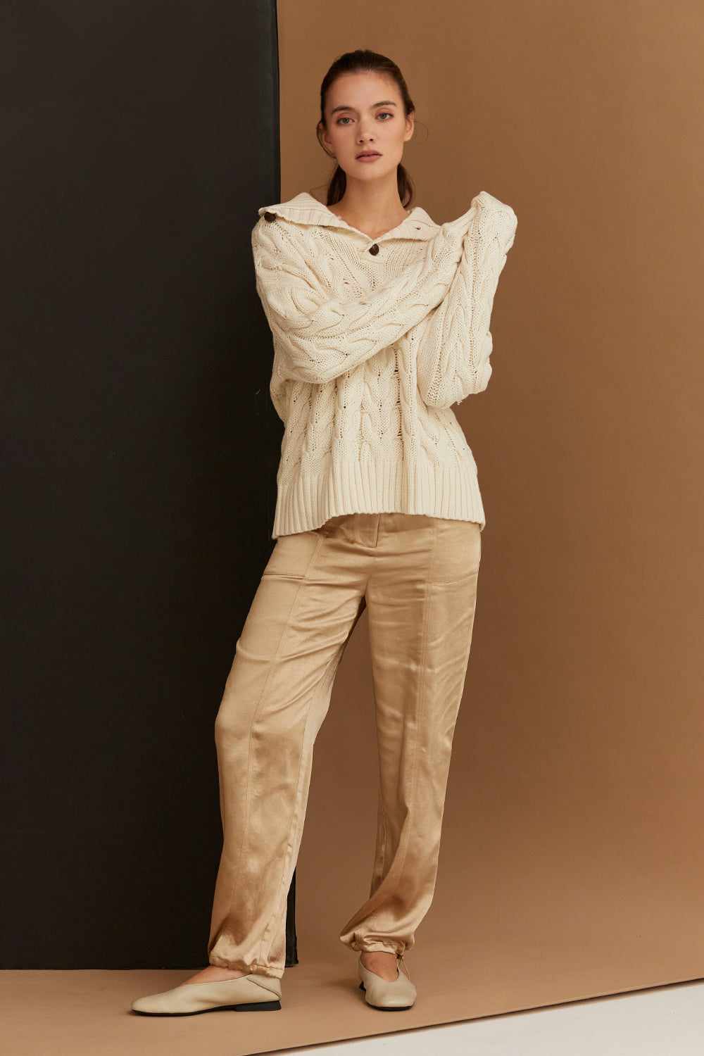 Jordyn Khaki Satin Joggers