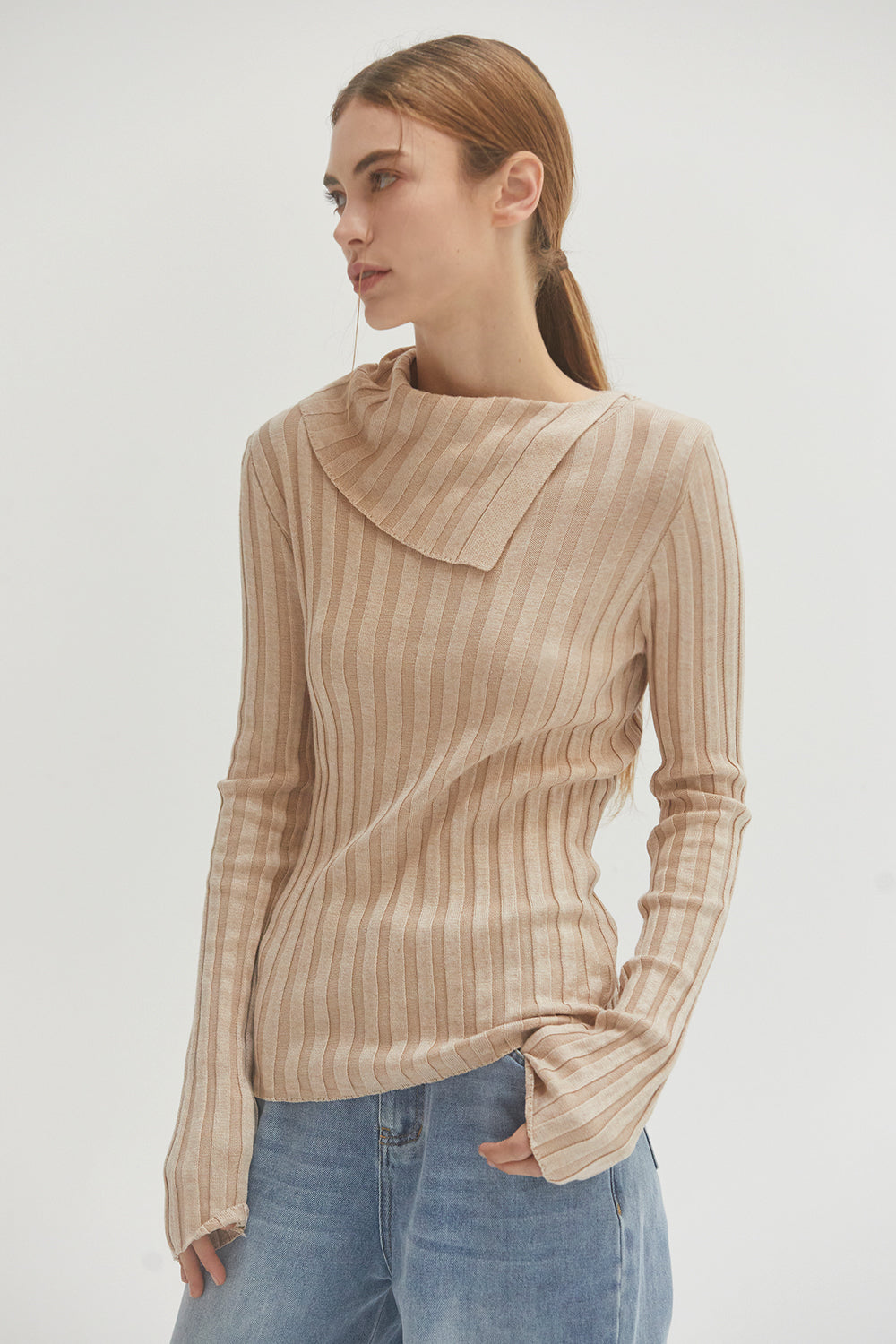 Raven Flap Detail Long Sleeves Knit Top