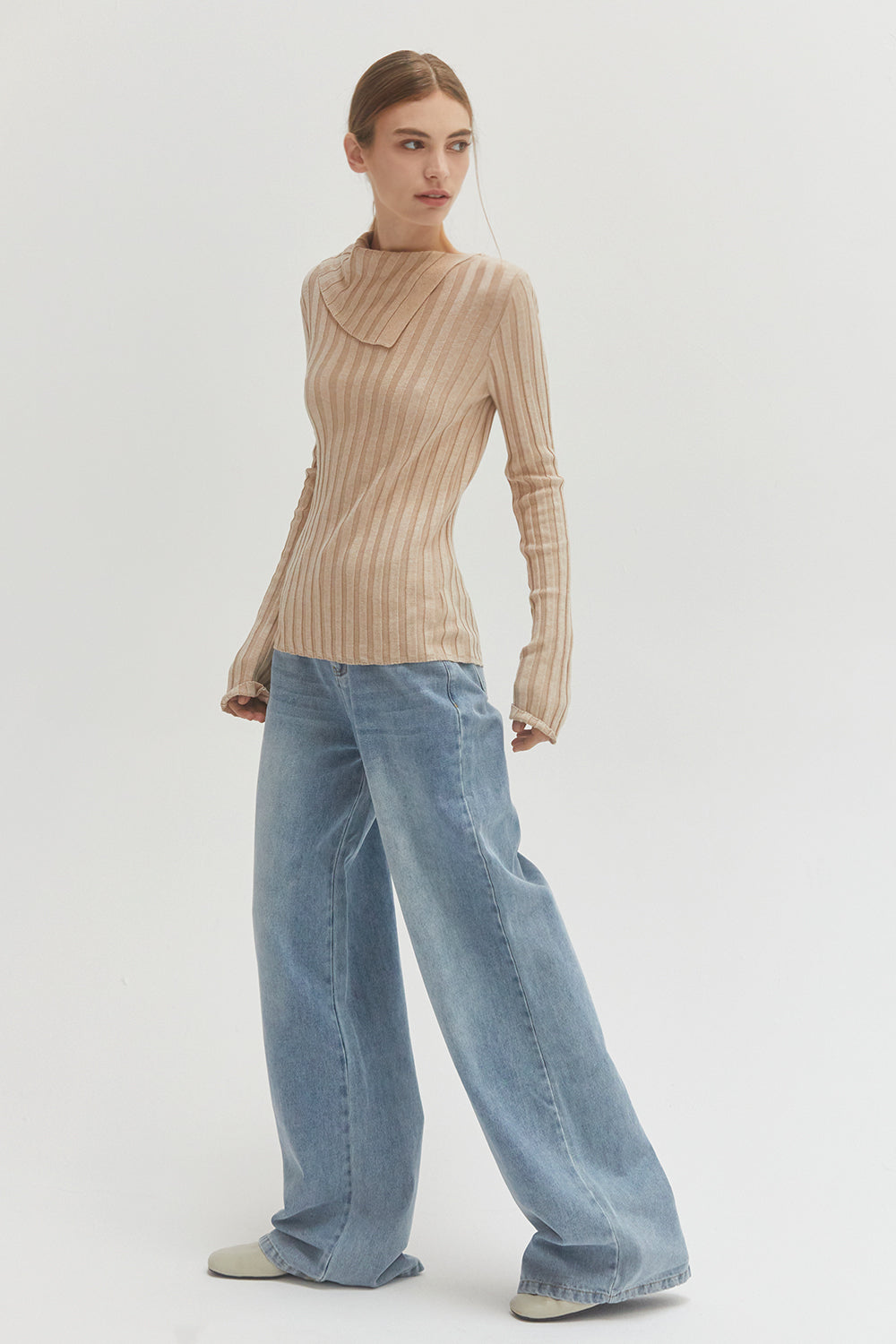 Raven Flap Detail Long Sleeves Knit Top
