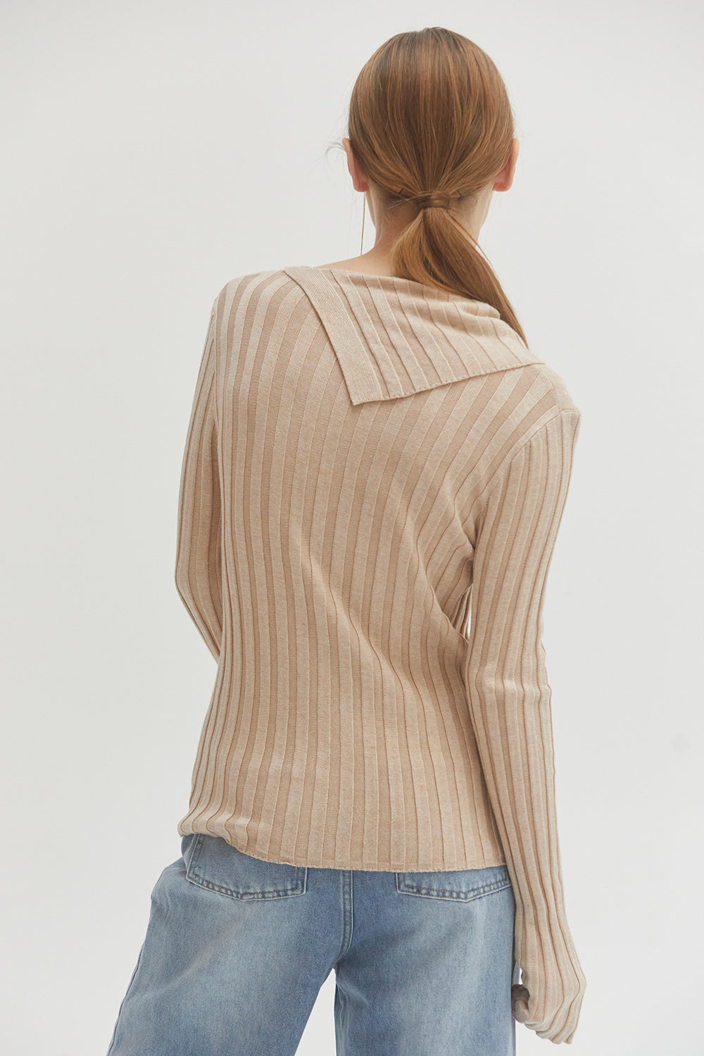Raven Flap Detail Long Sleeves Knit Top