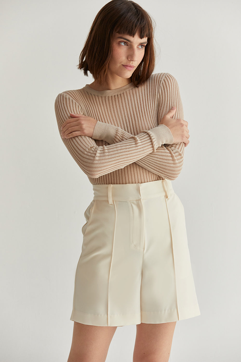 Tina Crew Neck Long Sleeve Slim Fit Knit Top