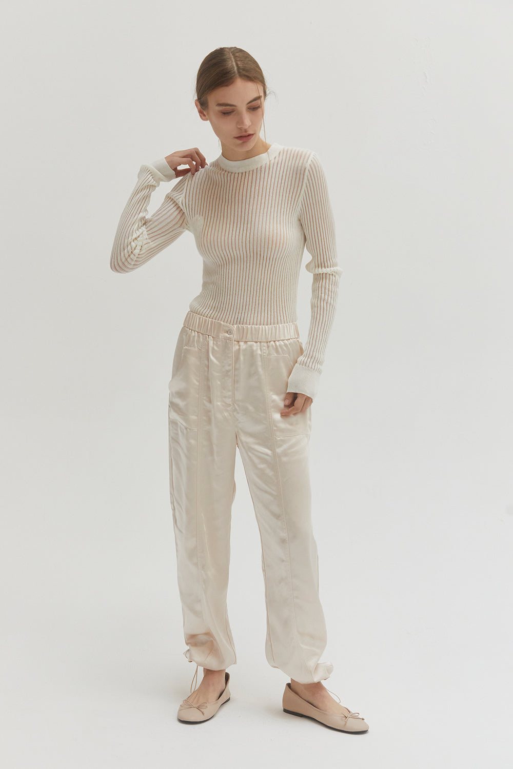 Tina Crew Neck Long Sleeve Slim Fit Knit Top