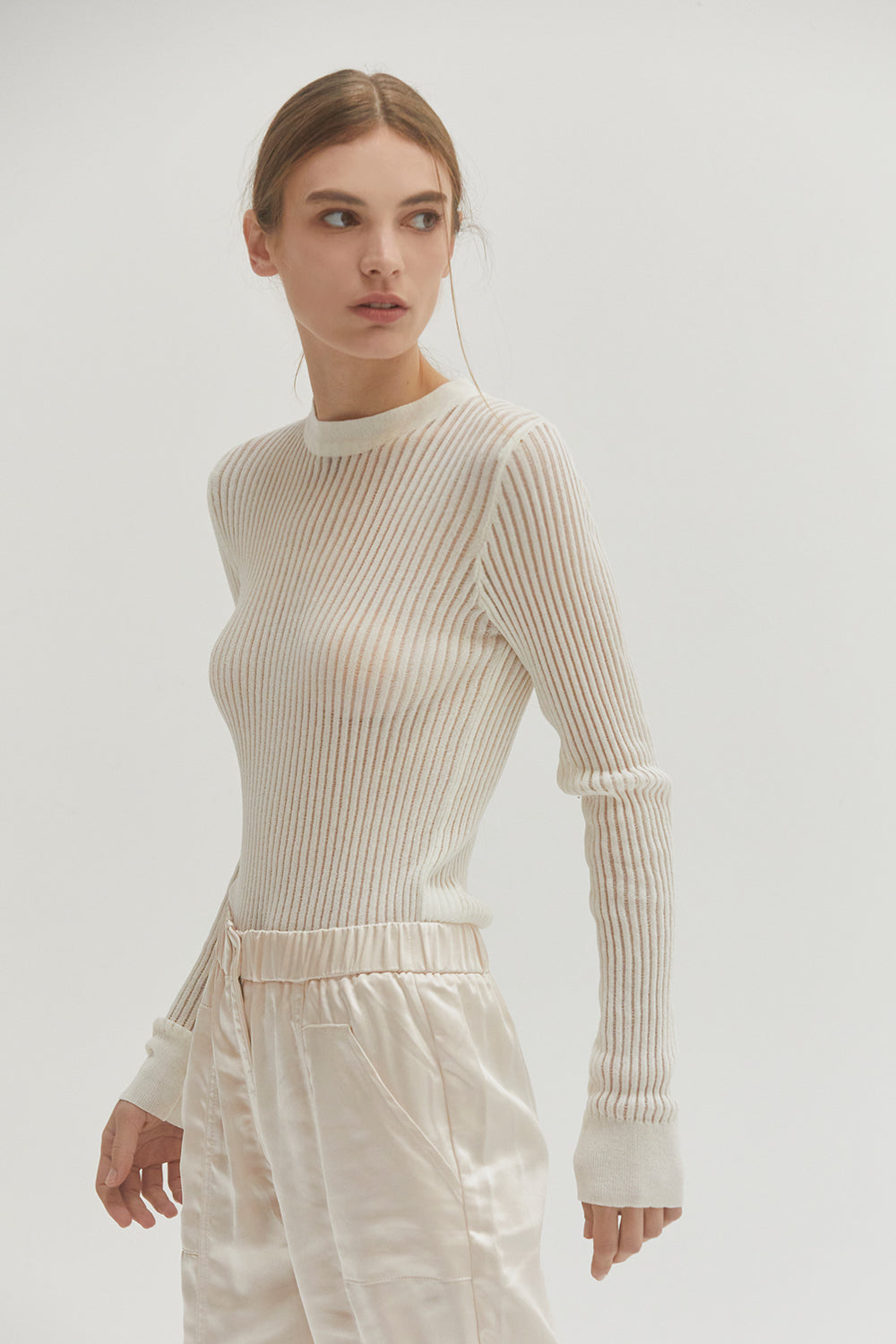 Tina Crew Neck Long Sleeve Slim Fit Knit Top