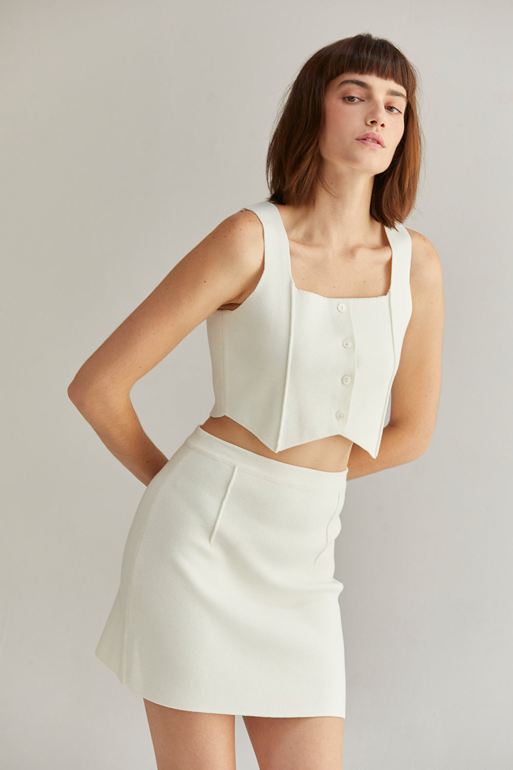 Ivy Square Neckline Cropped Vest Knit Top