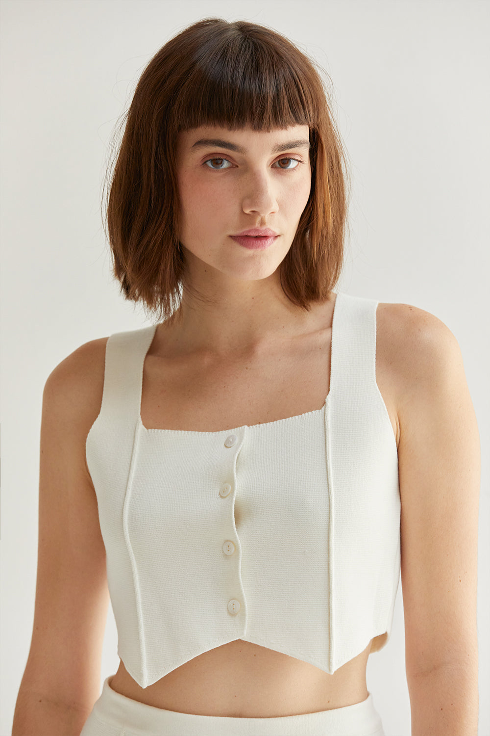 Ivy Square Neckline Cropped Vest Knit Top