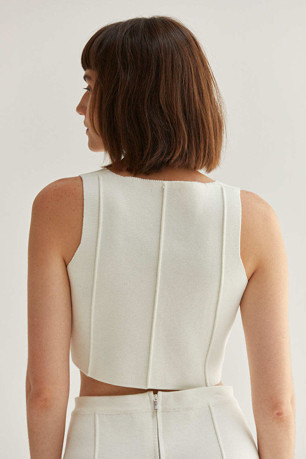 Ivy Square Neckline Cropped Vest Knit Top