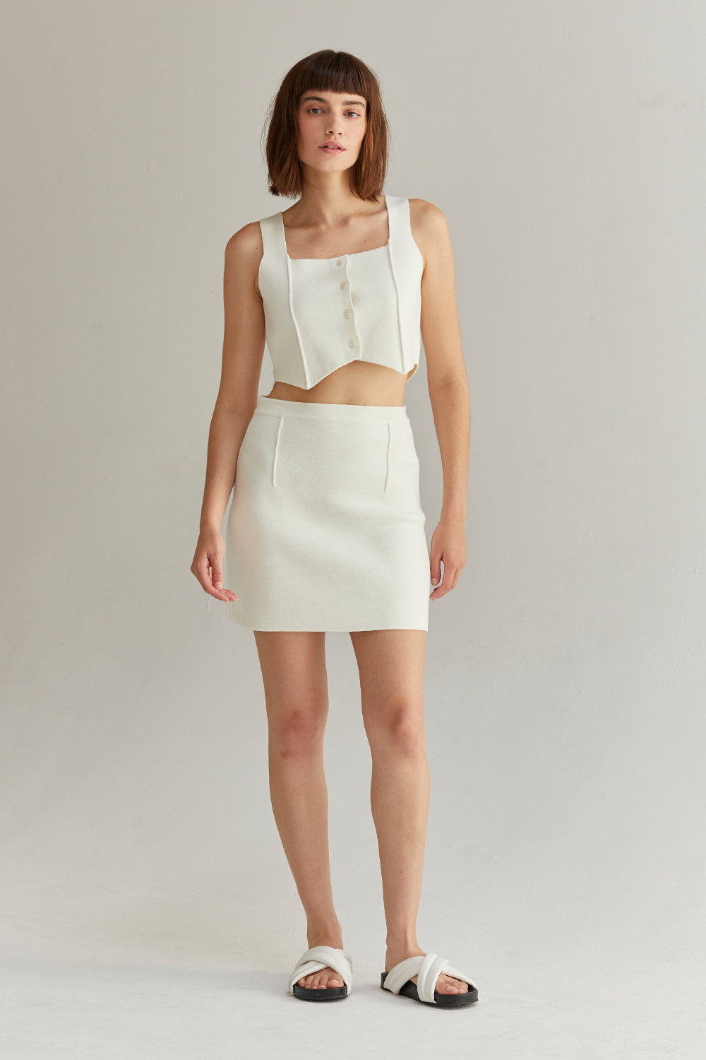 Ivy Square Neckline Cropped Vest Knit Top