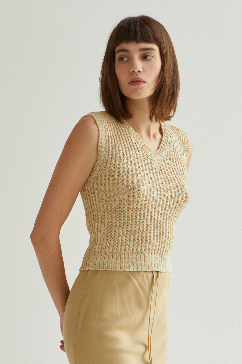 Alicia V-Neckline Sleeveless Knit Top