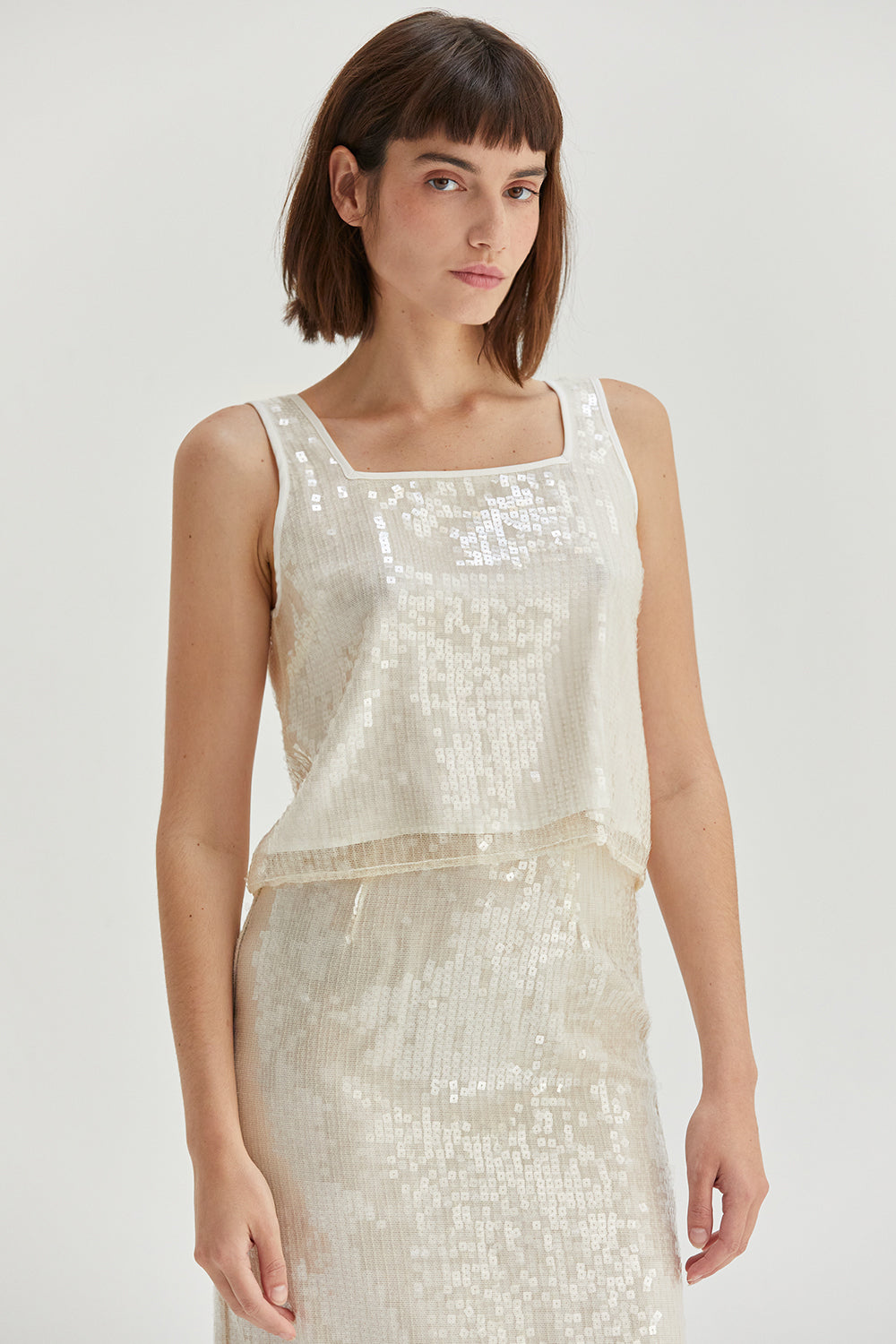 Dani Square Neckline Sequins Top