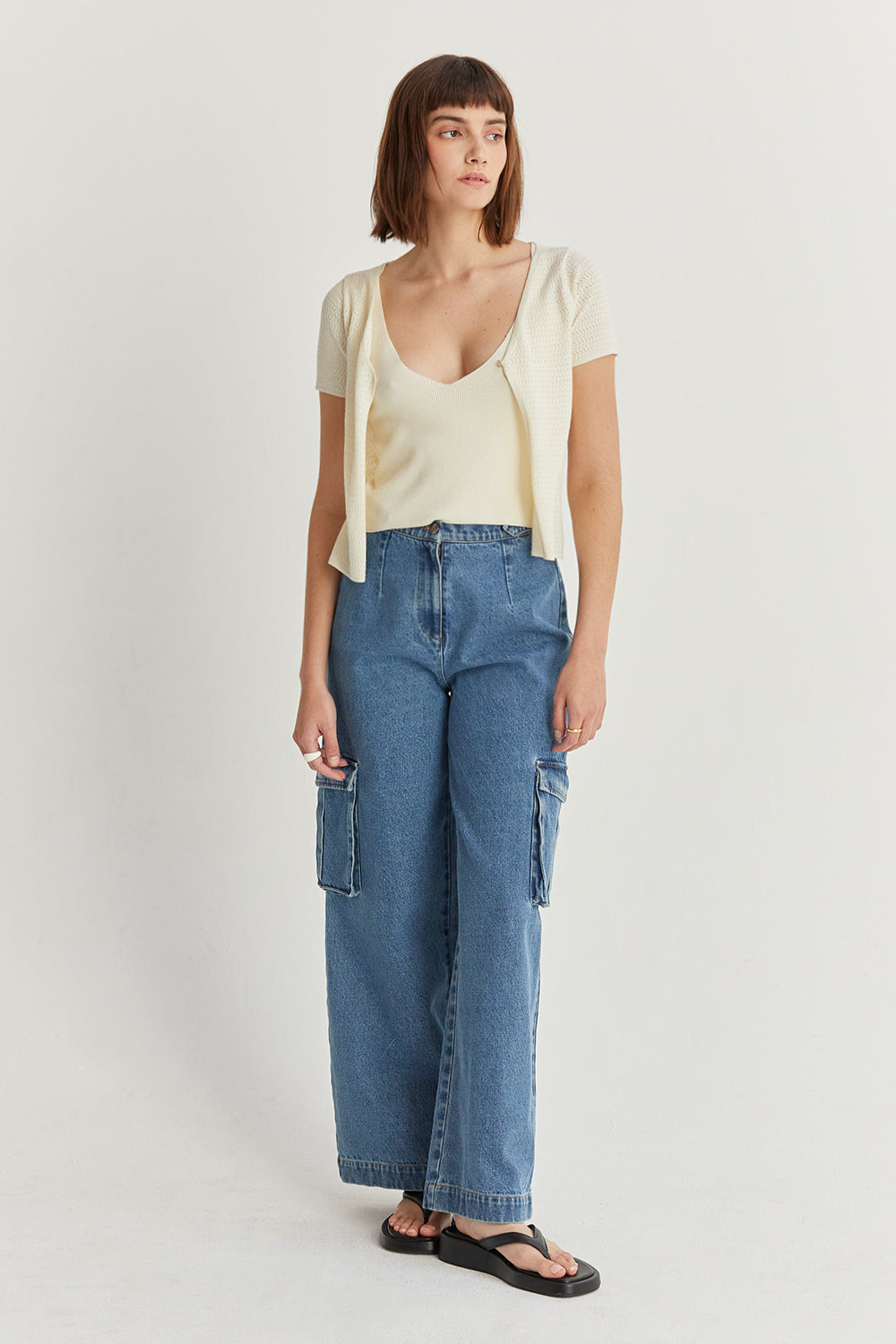 Sia Textured Knit V-Neck Top
