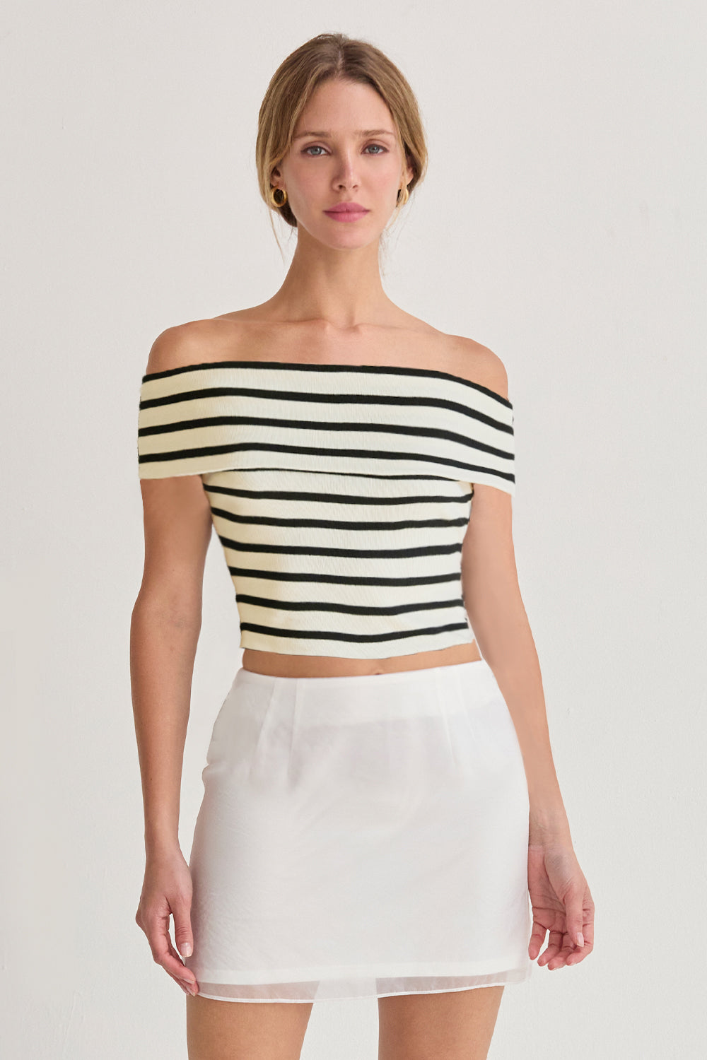 Kerry Stripe Off Shoulder Knit Top