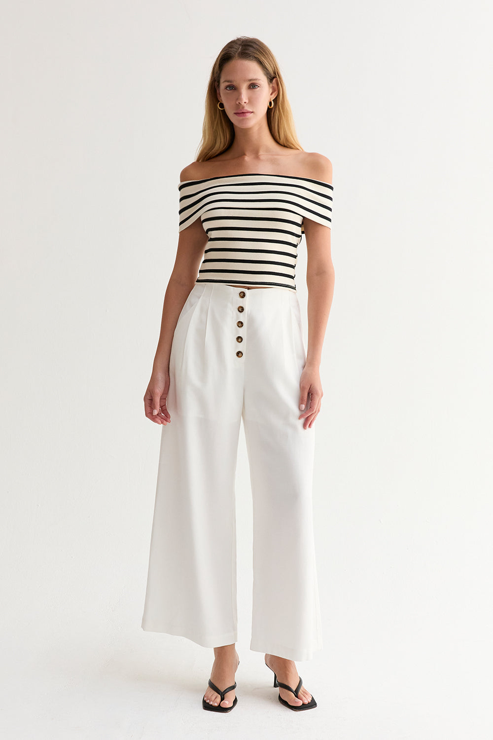 Kerry Stripe Off Shoulder Knit Top