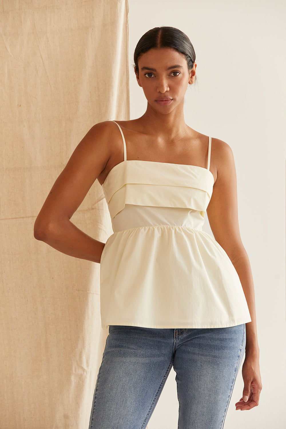 Mindy Pleated Babydoll Camisole Top