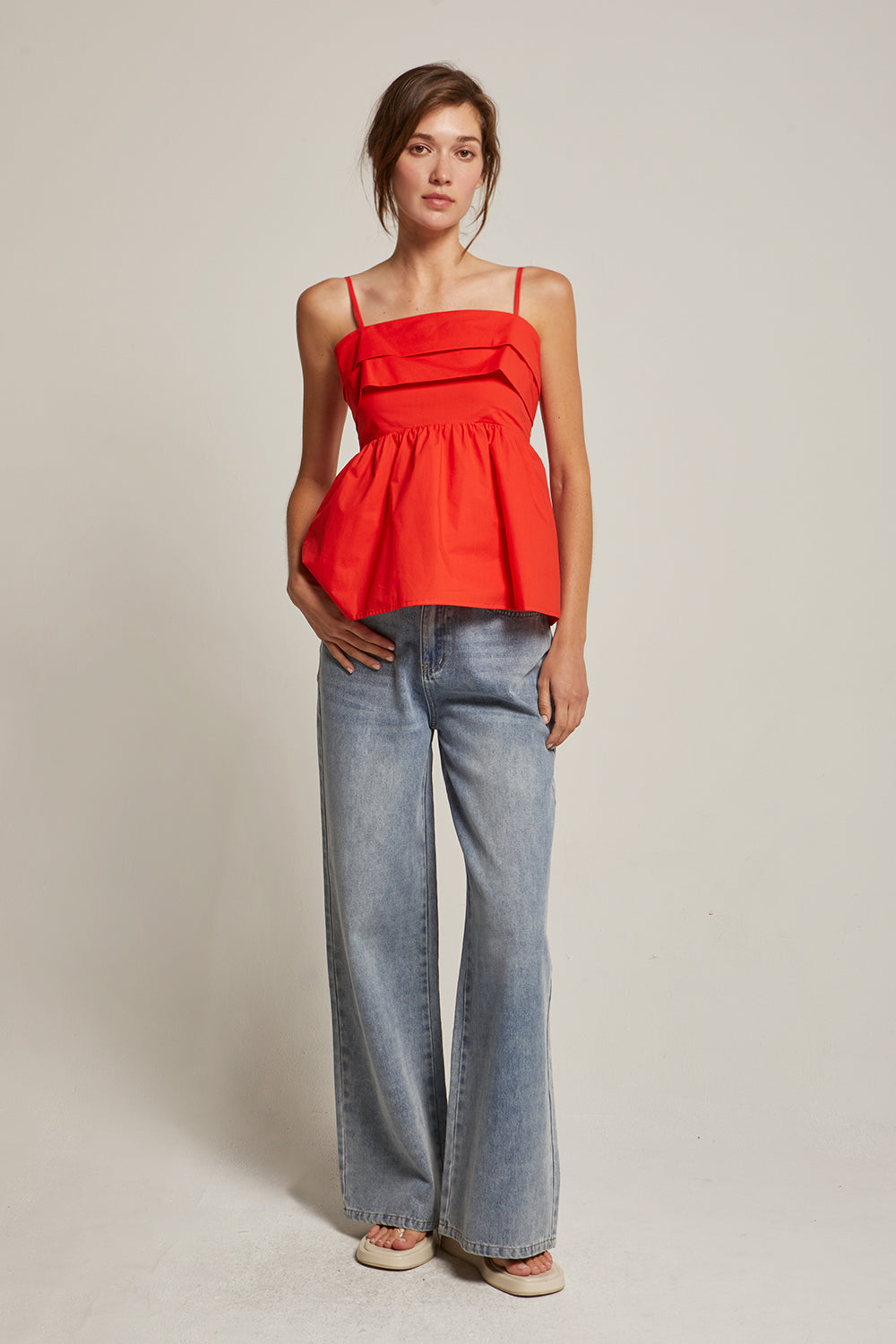 Mindy Pleated Babydoll Camisole Top