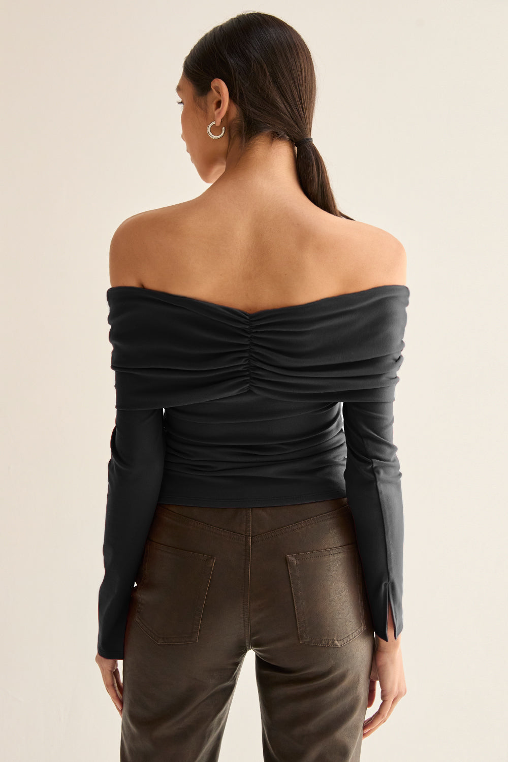 Abigail Front Twist Off Shoulder Knit Top