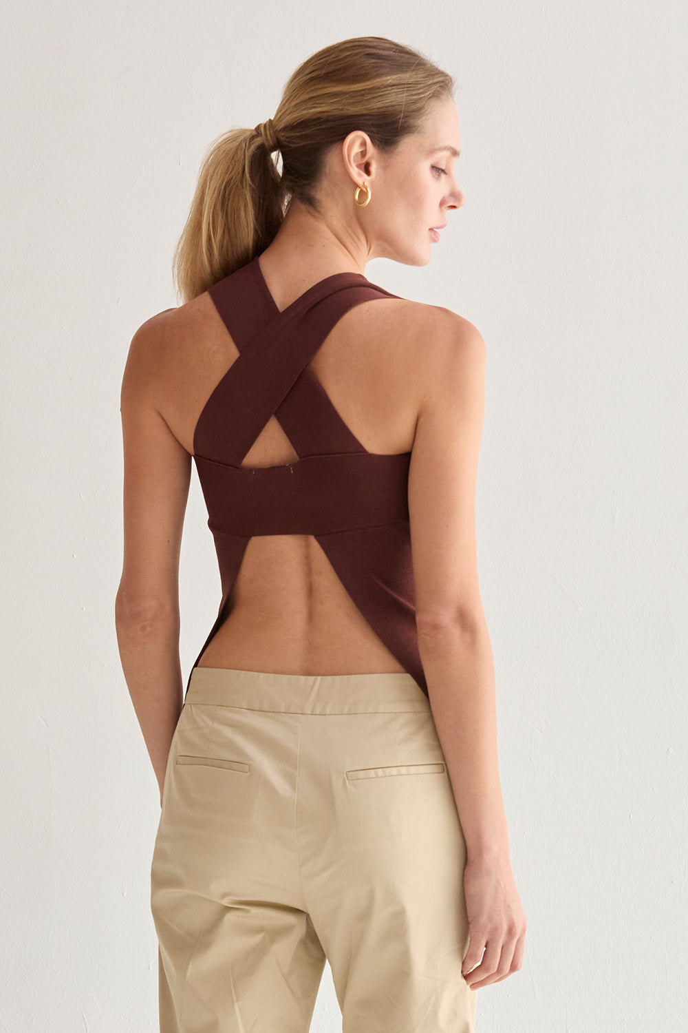 Sofie Cross Back Cut Out Knit Top