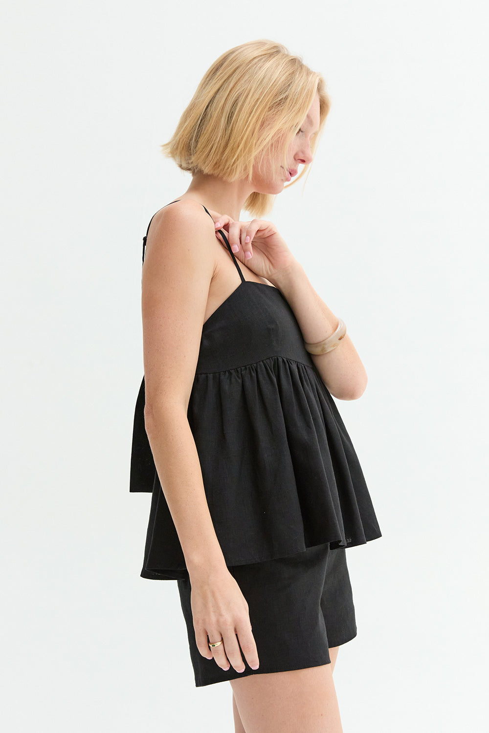 Isla Tie Back Babydoll Linen Blend Top