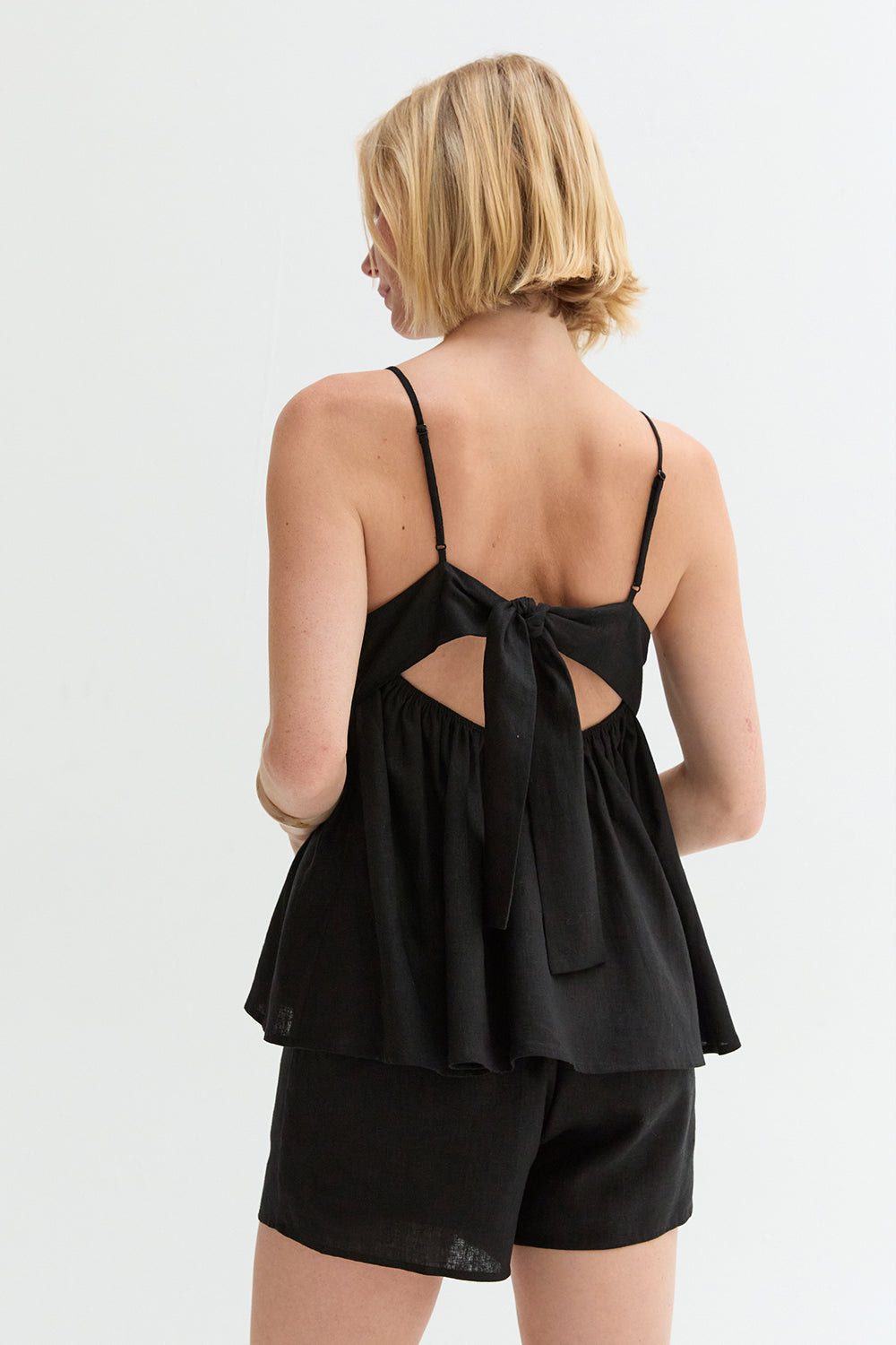 Isla Tie Back Babydoll Linen Blend Top