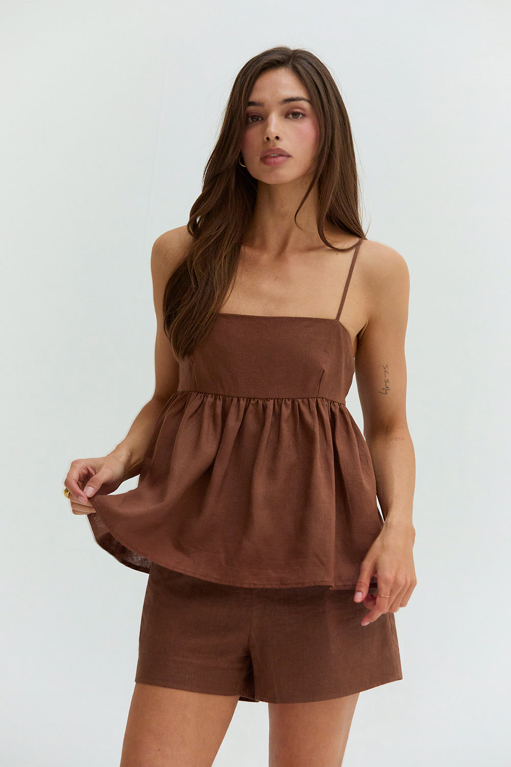 Isla Tie Back Babydoll Linen Blend Top