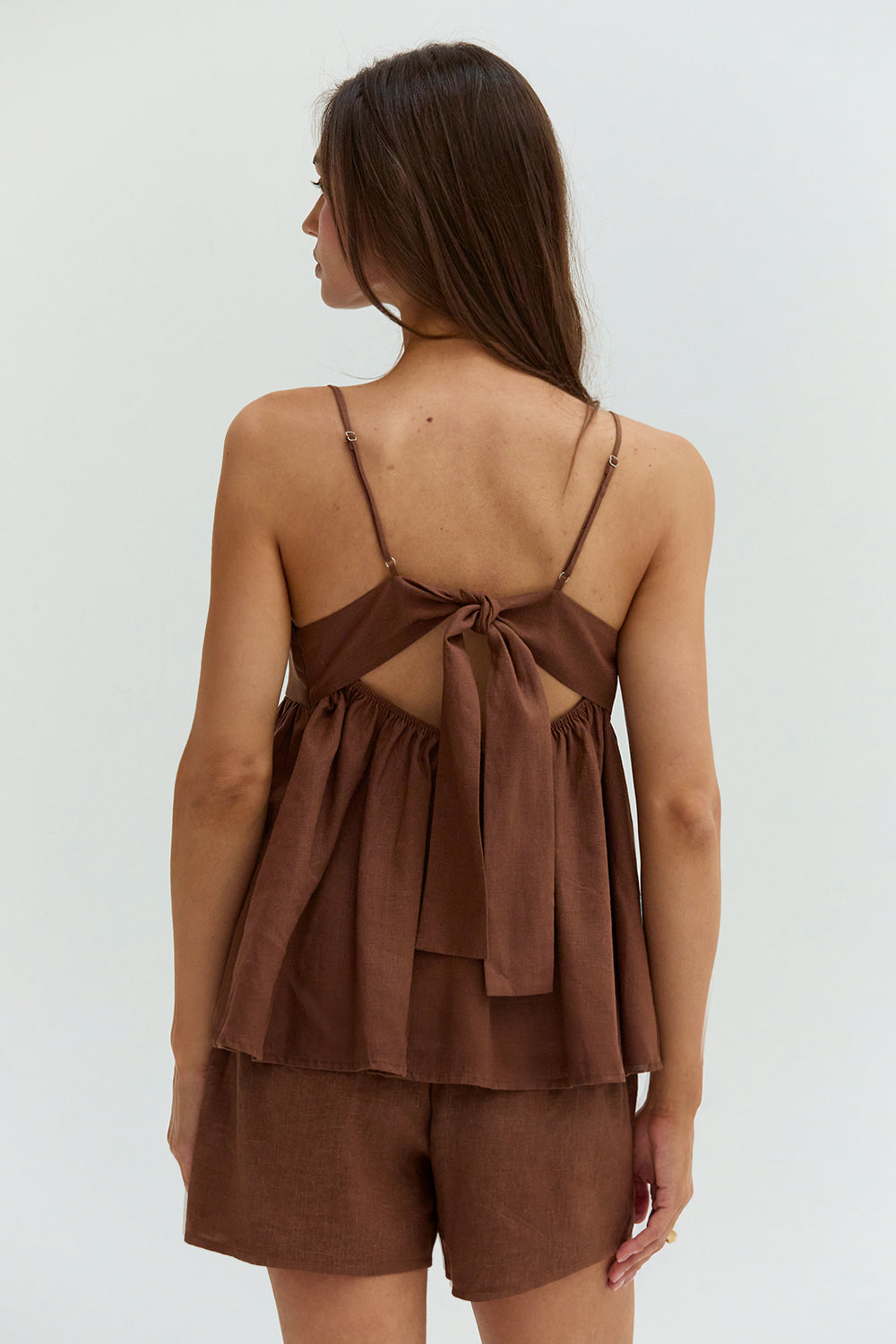 Isla Tie Back Babydoll Linen Blend Top
