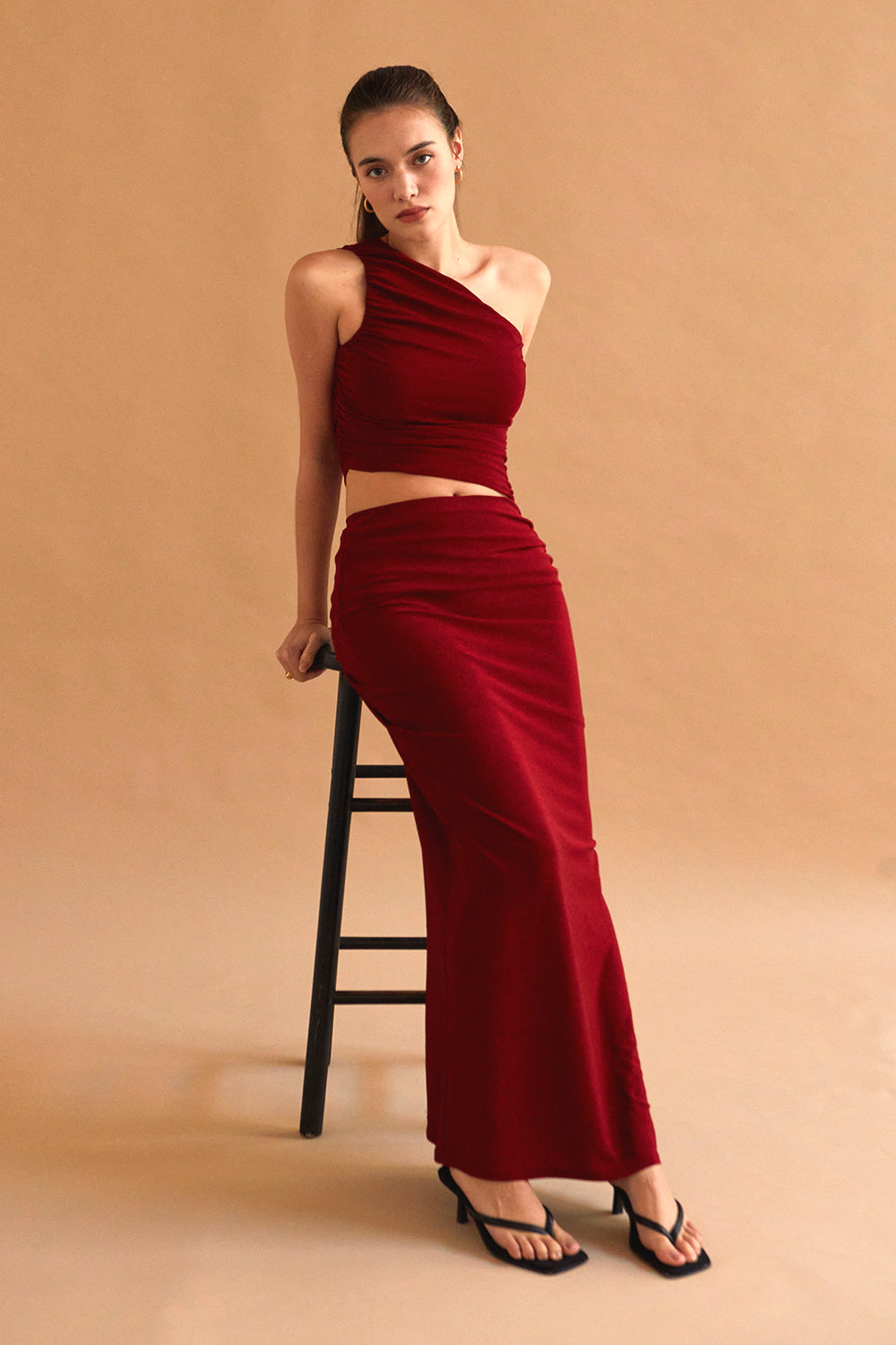 Cristi One Shoulder Knit Top & Skirt Set
