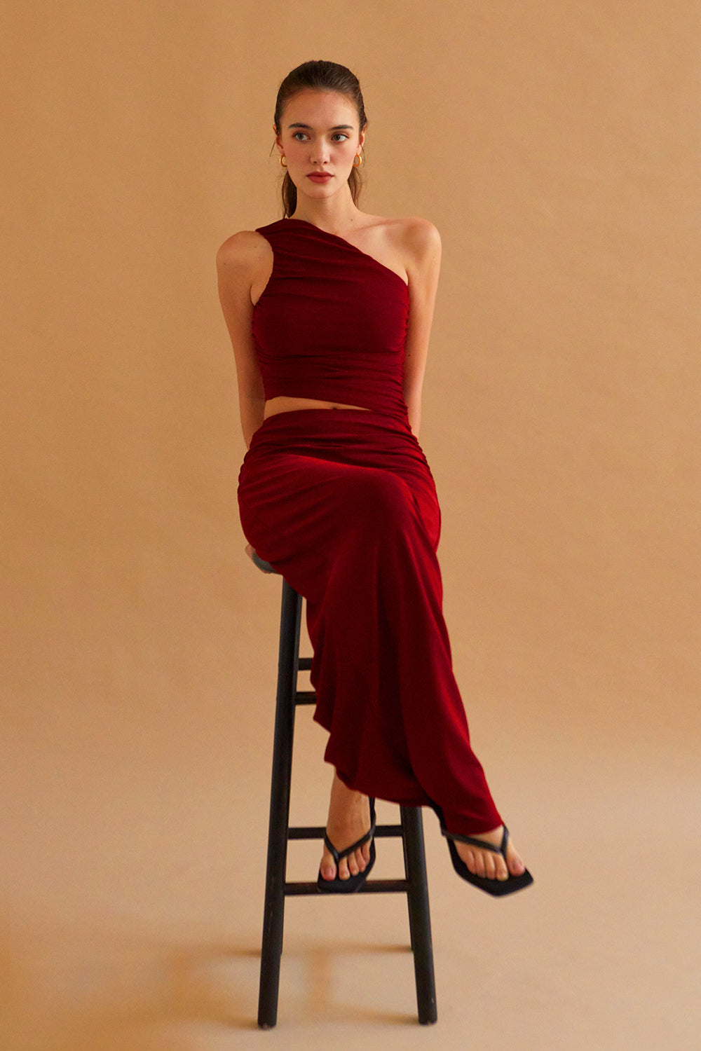 Cristi One Shoulder Knit Top & Skirt Set