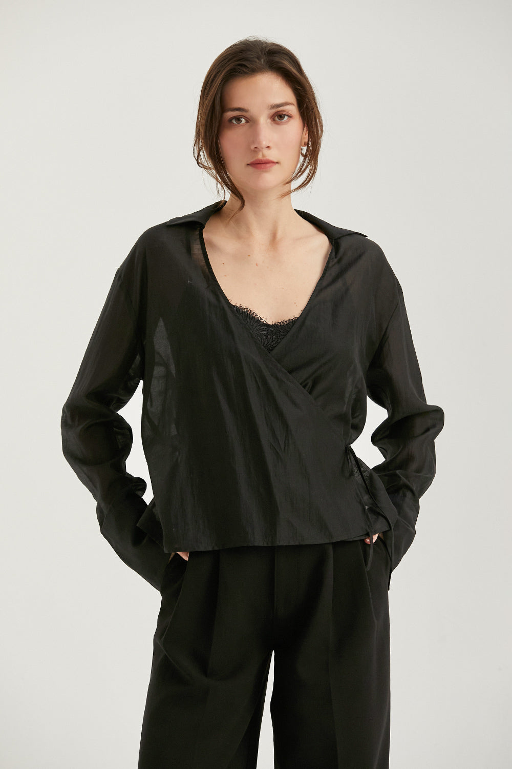 Adriana Collared Wrap Two-Piece Top