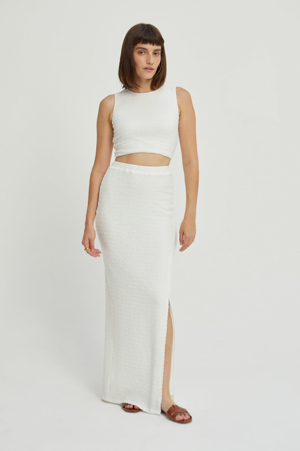 Maribel High Neck and High Waisted Skirt Set