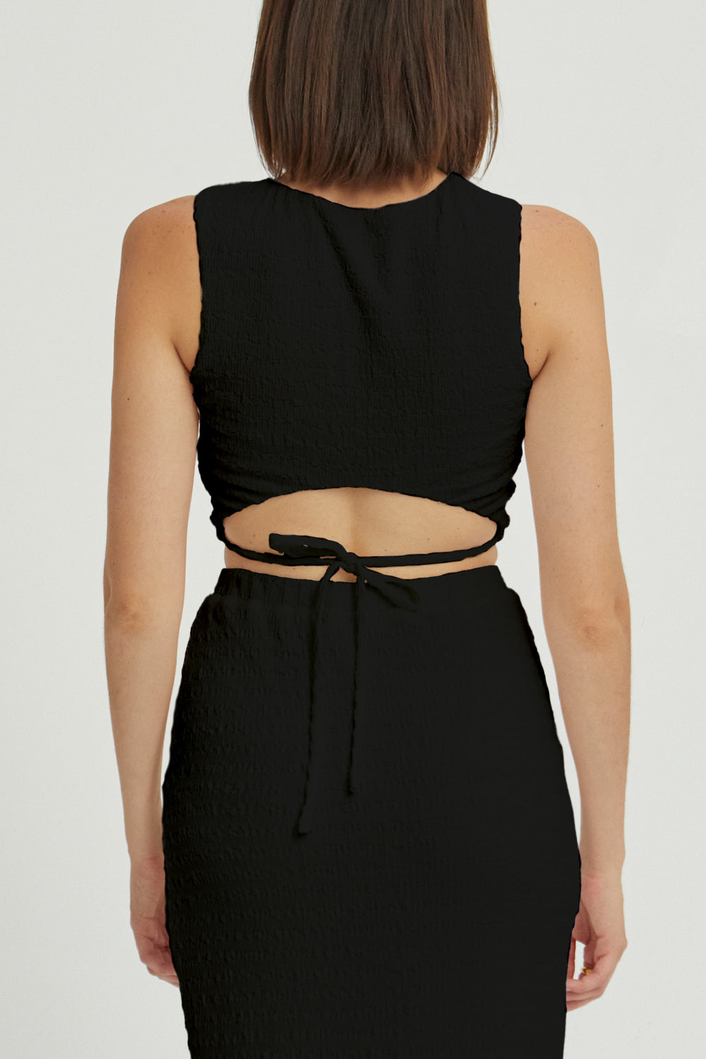 Maribel High Neck and High Waisted Skirt Set