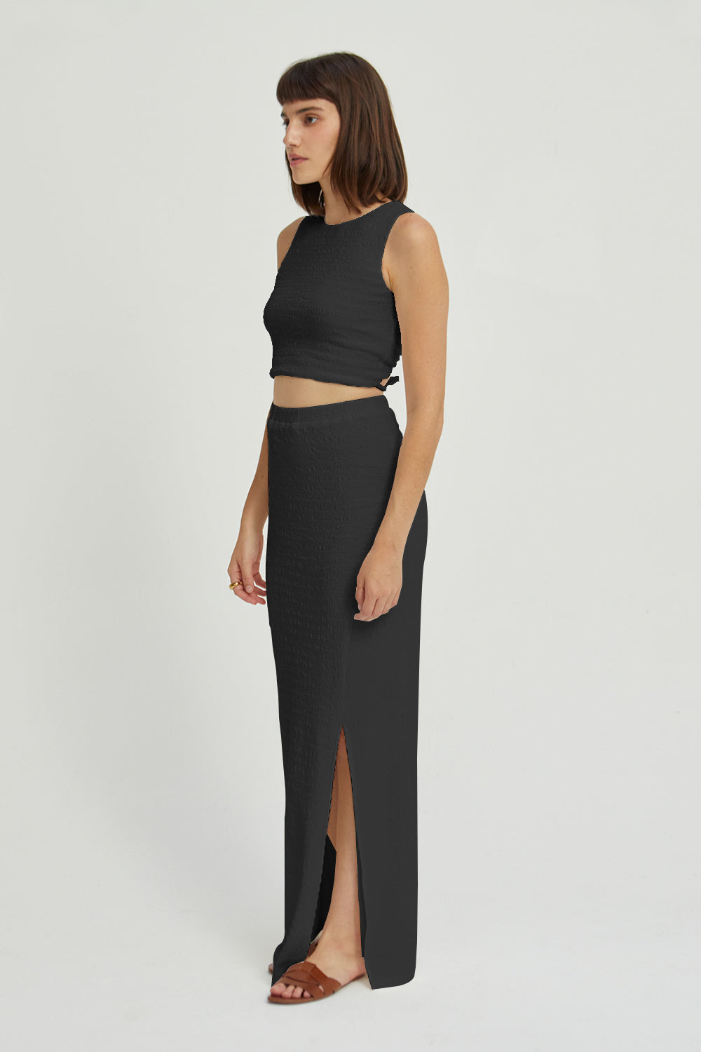 Maribel High Neck and High Waisted Skirt Set