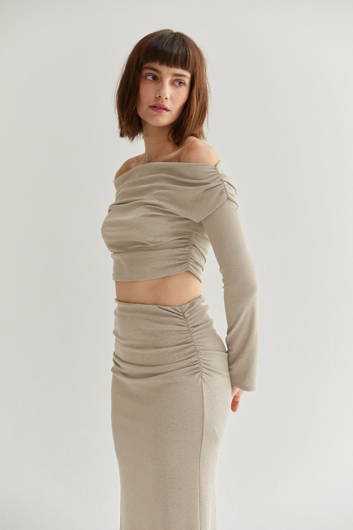 Jill Off Shoulder Cropped Two Piece Set