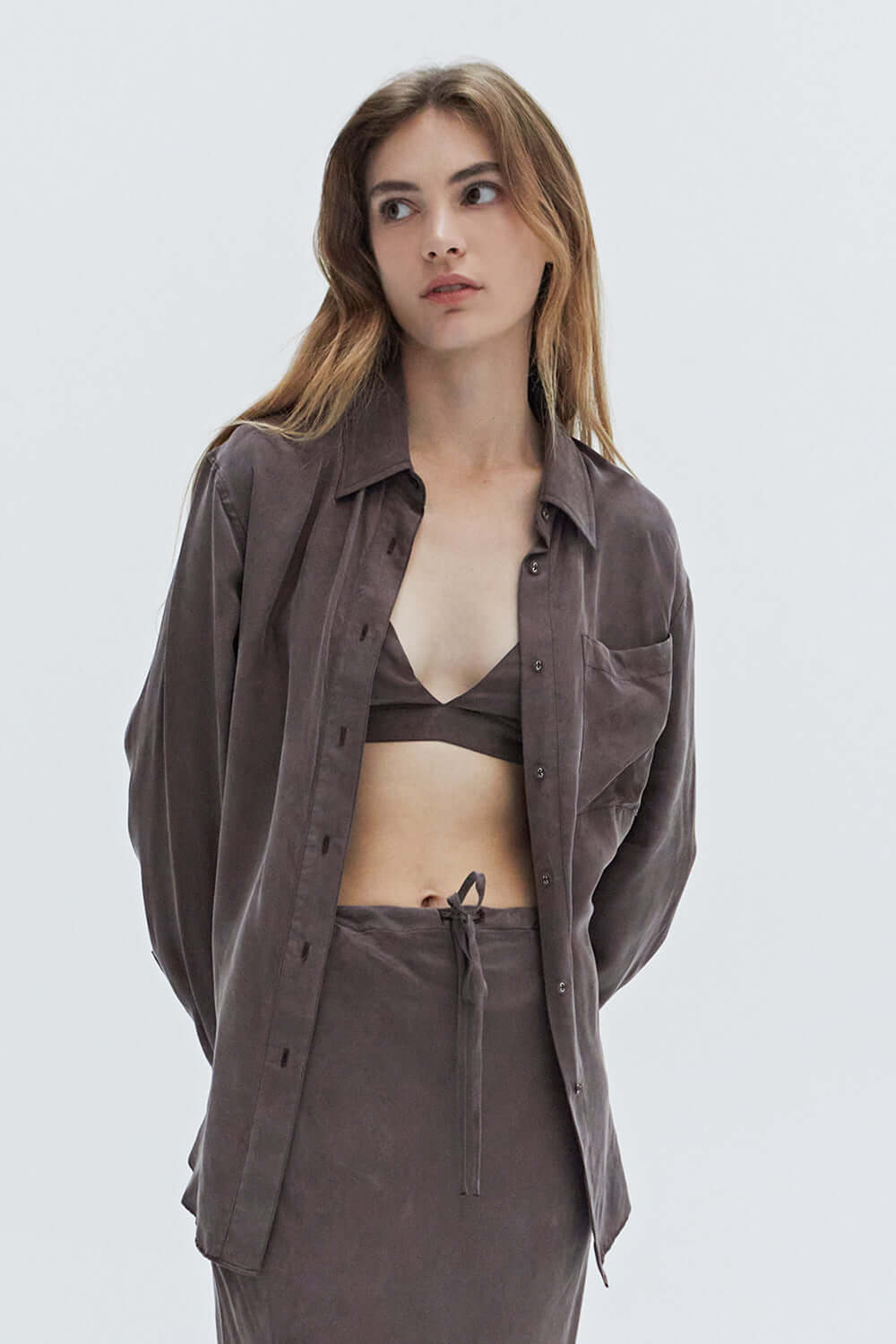 Colette Bralette & Button Up Cupro Set
