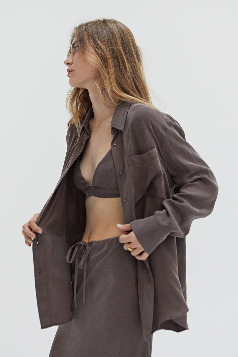 Colette Bralette & Button Up Cupro Set