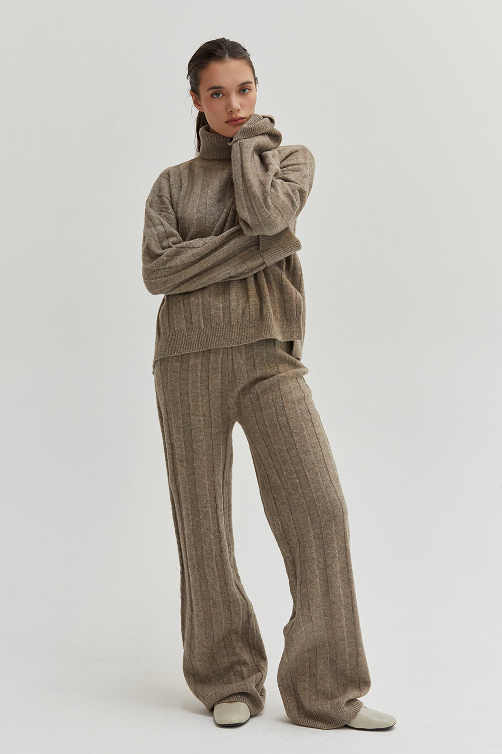 Kai Ribbed Knit Two Piece Sweater Set