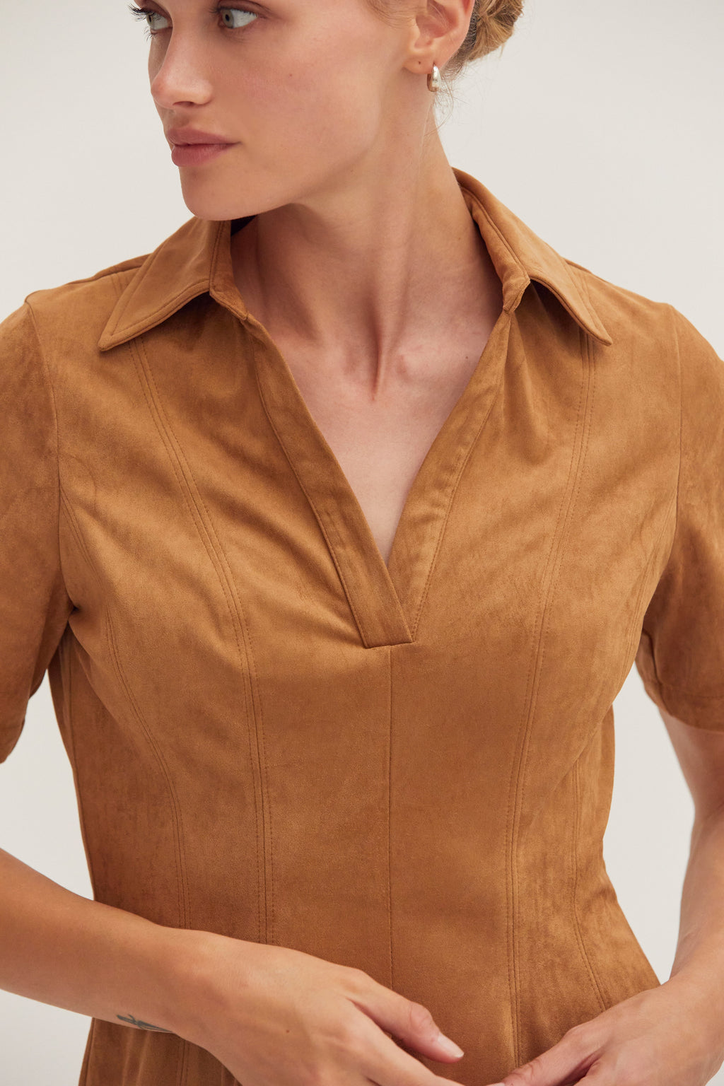 Kenya Fit and Flare Polo Suede Mini Dress