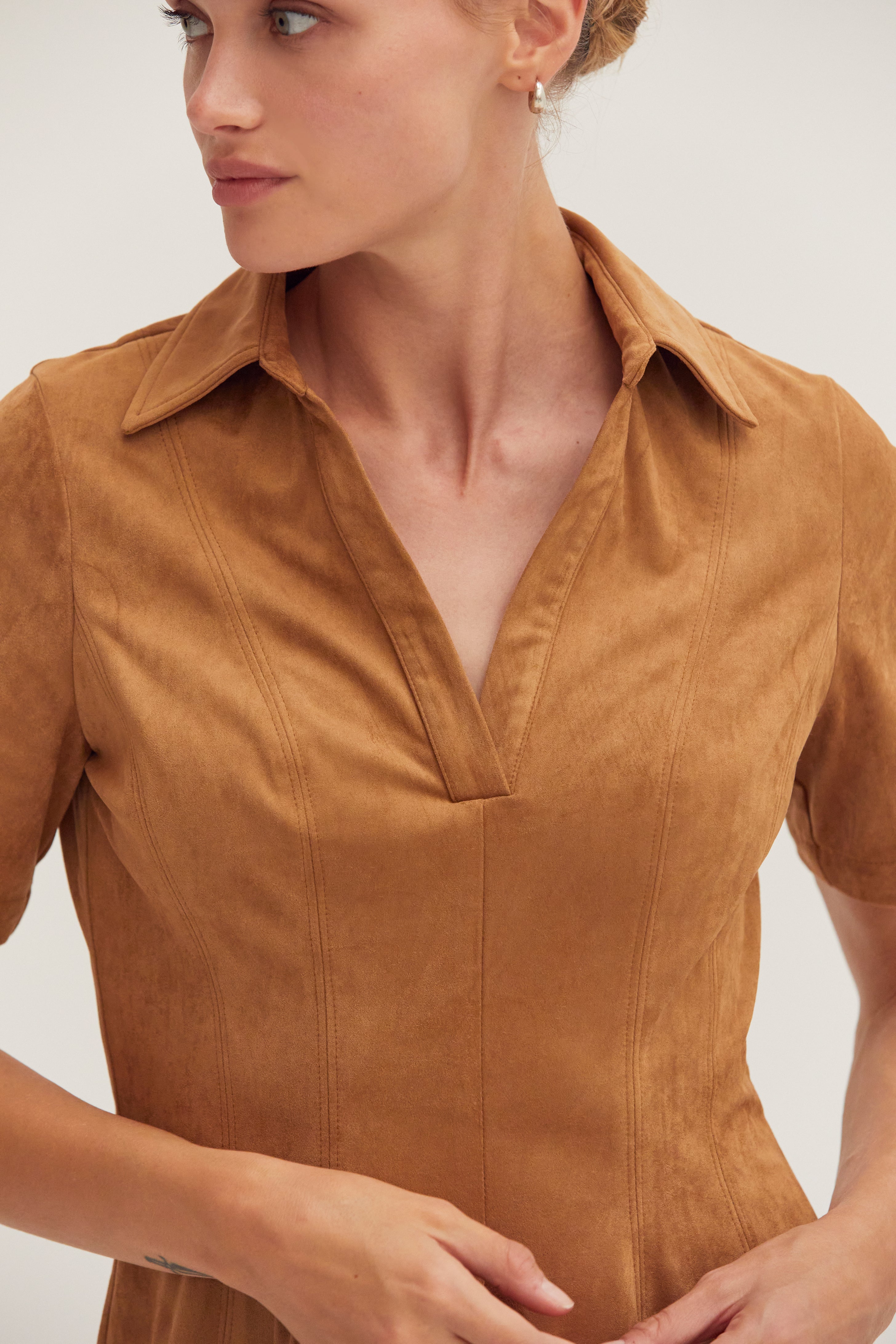 Kenya Fit and Flare Polo Suede Mini Dress