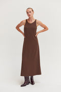 Maeve Suede Trim Chiffon Maxi Dress