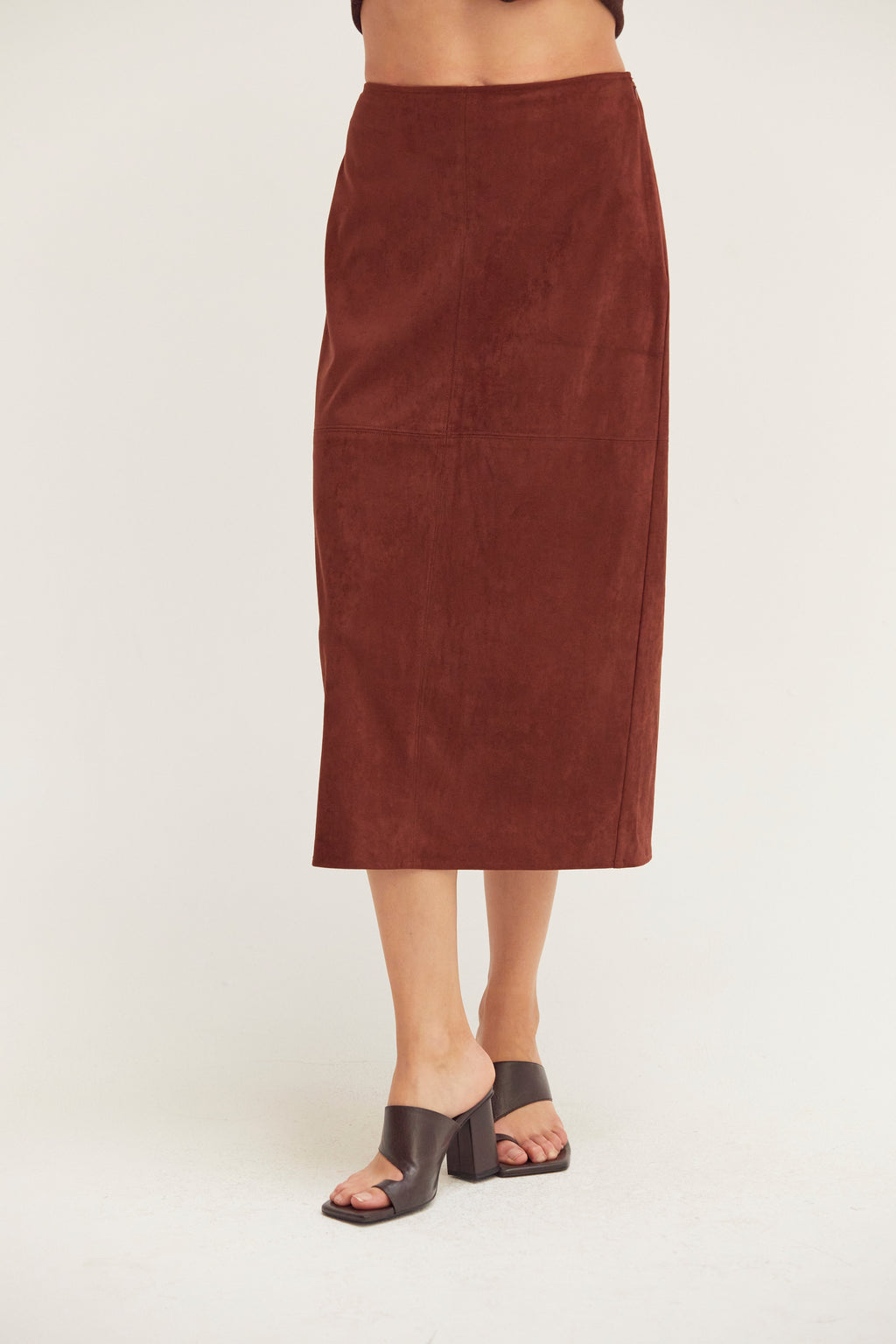 Lenny Suede Pencil Midi Skirt