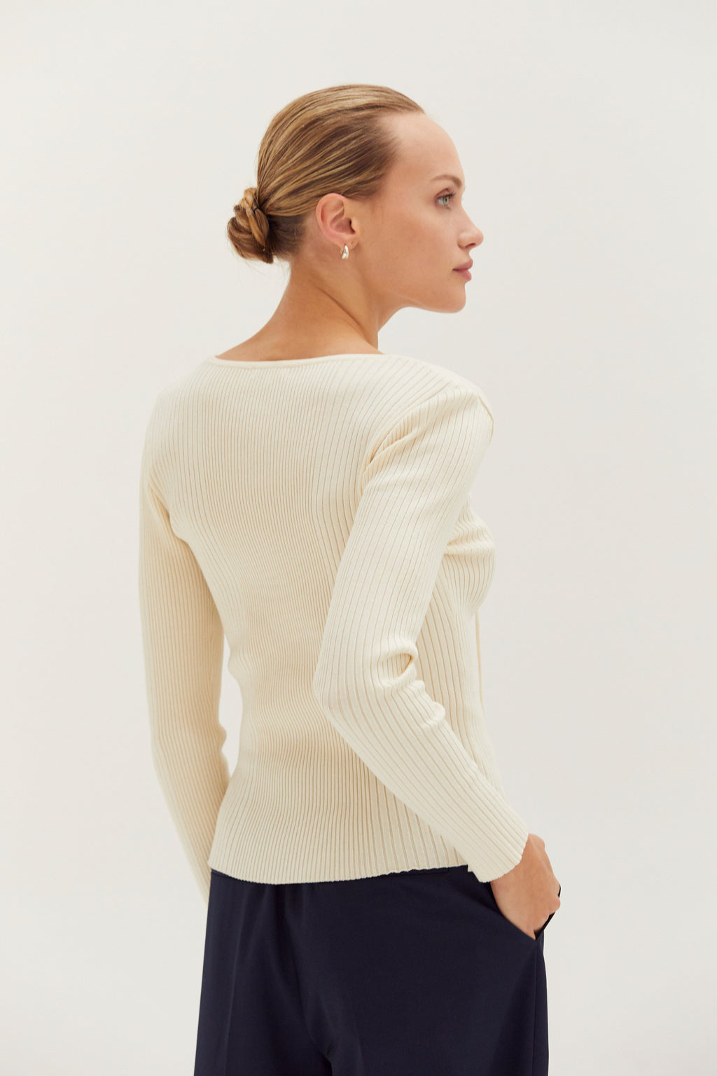 Tracey Lace Up Ribbed Knit Top