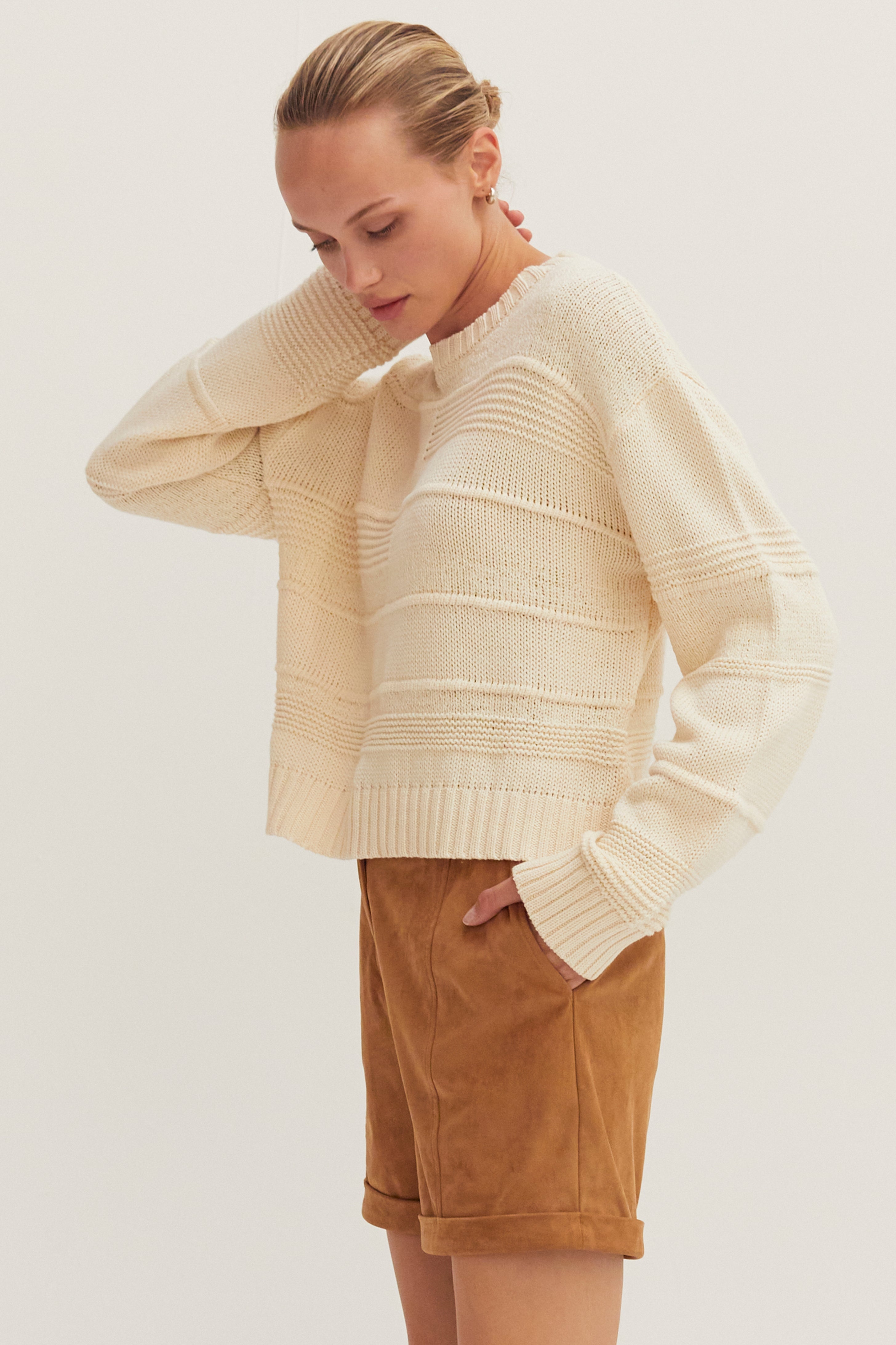 Cassi Textured Striped Sweater