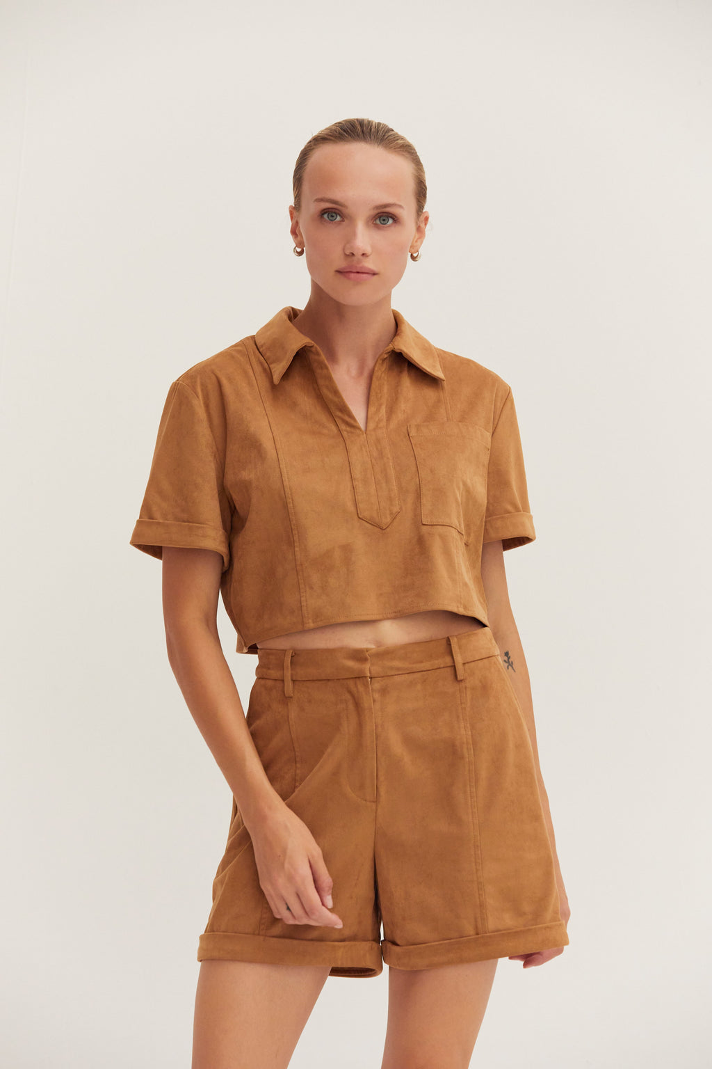 Lori Suede Cropped Shirt