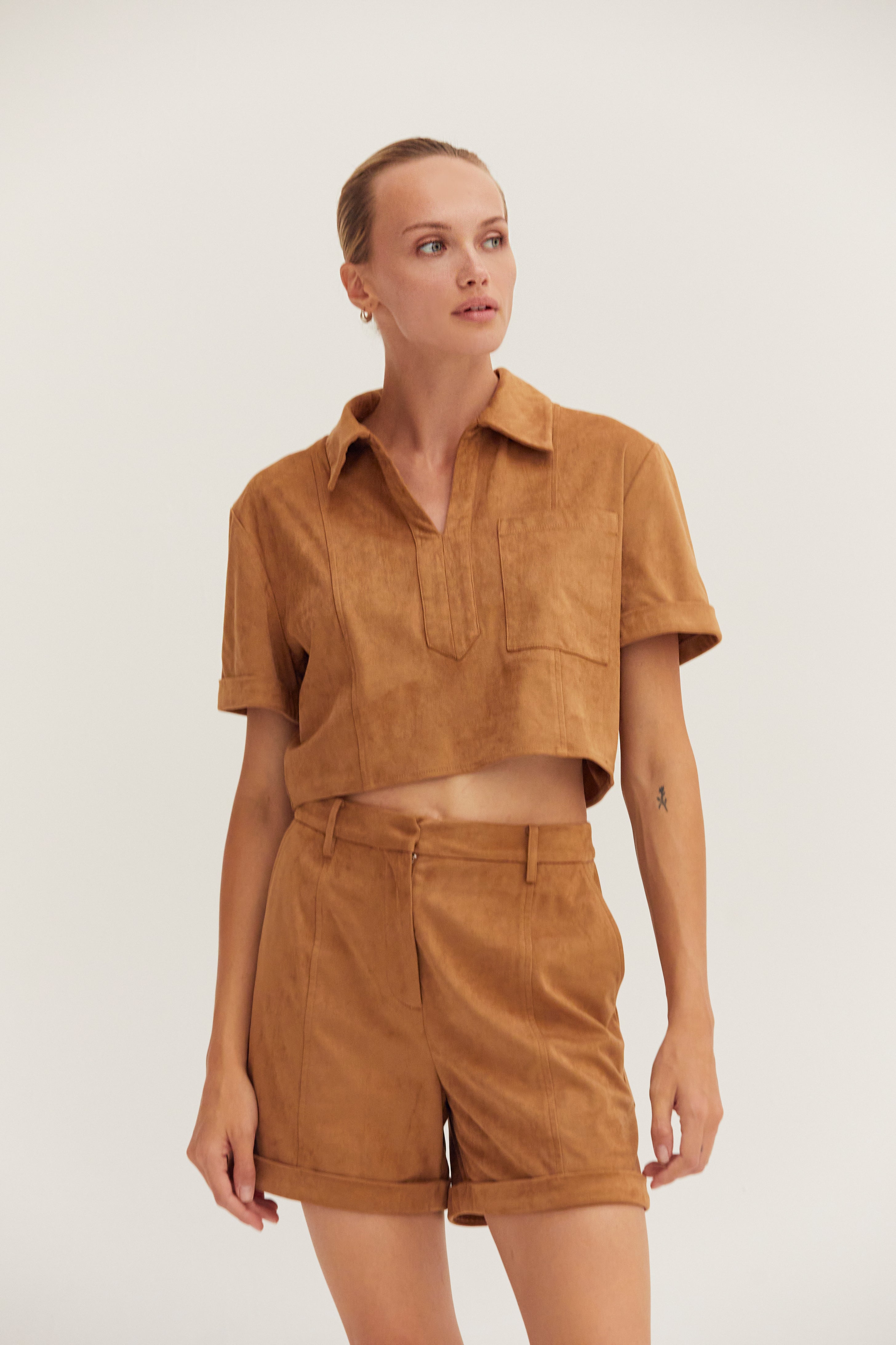 Lori Suede Cuffed Shorts