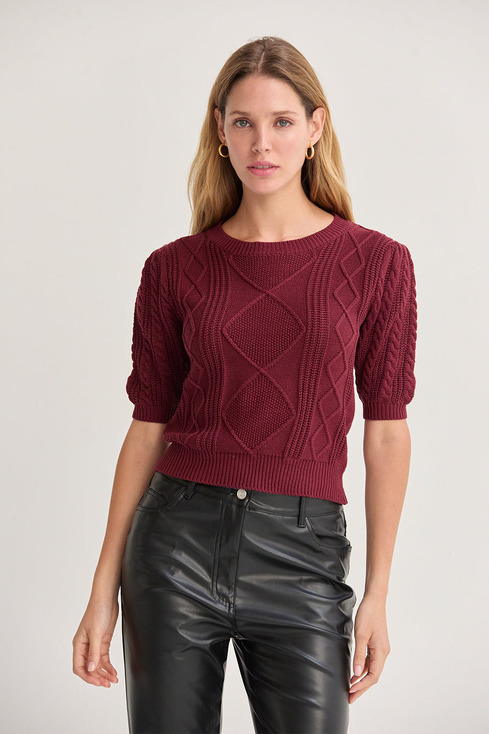 Jules Cable Knit Puff Sleeve Top