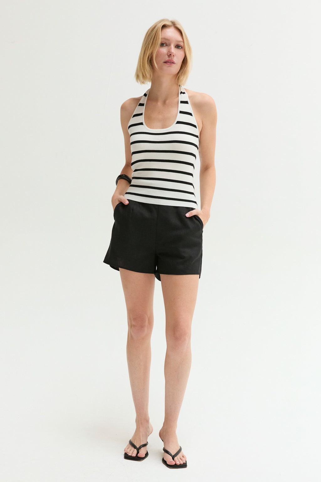 Jazzlyn Halter Stripe Knit Top