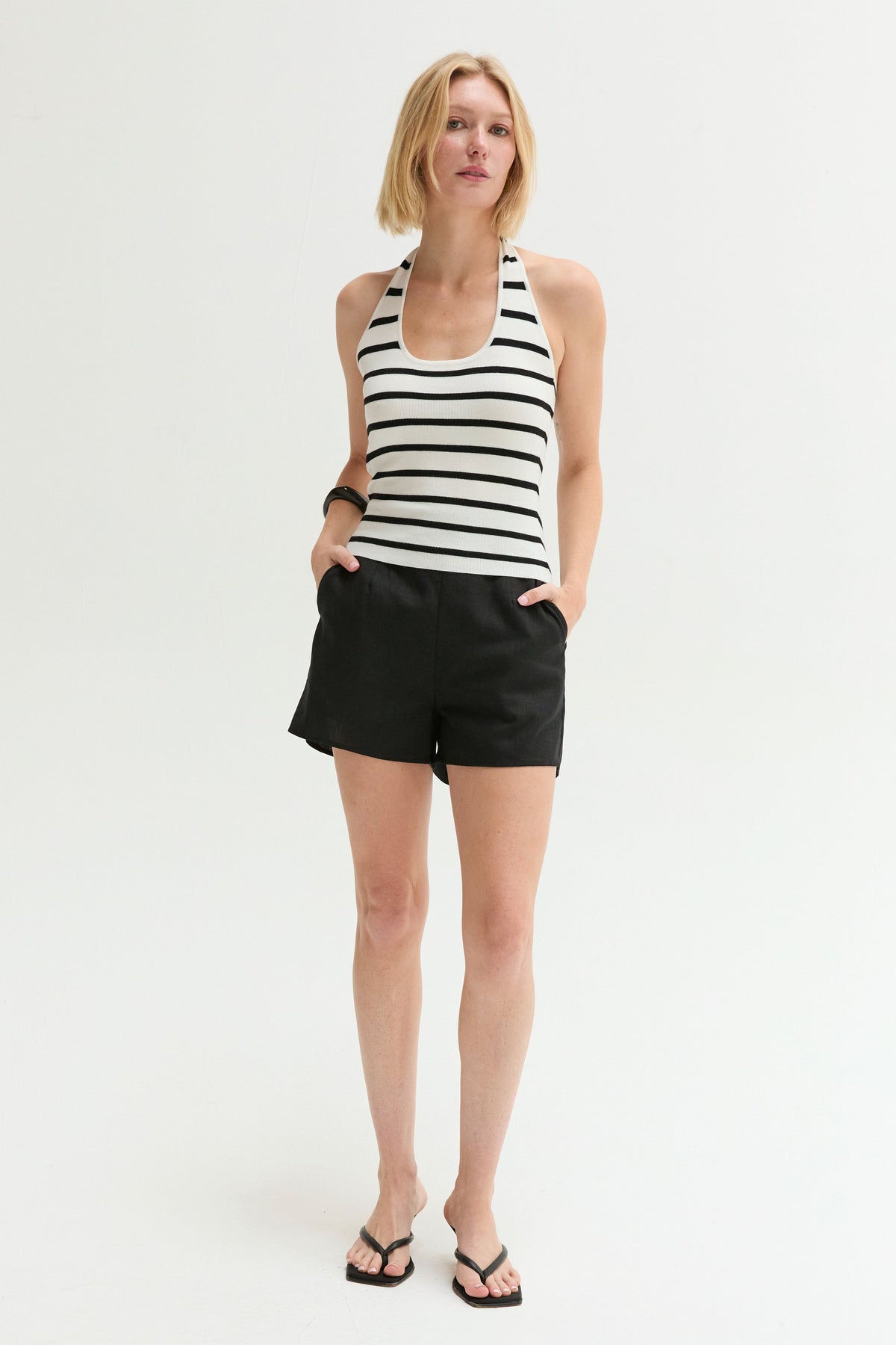Jazzlyn Halter Stripe Knit Top