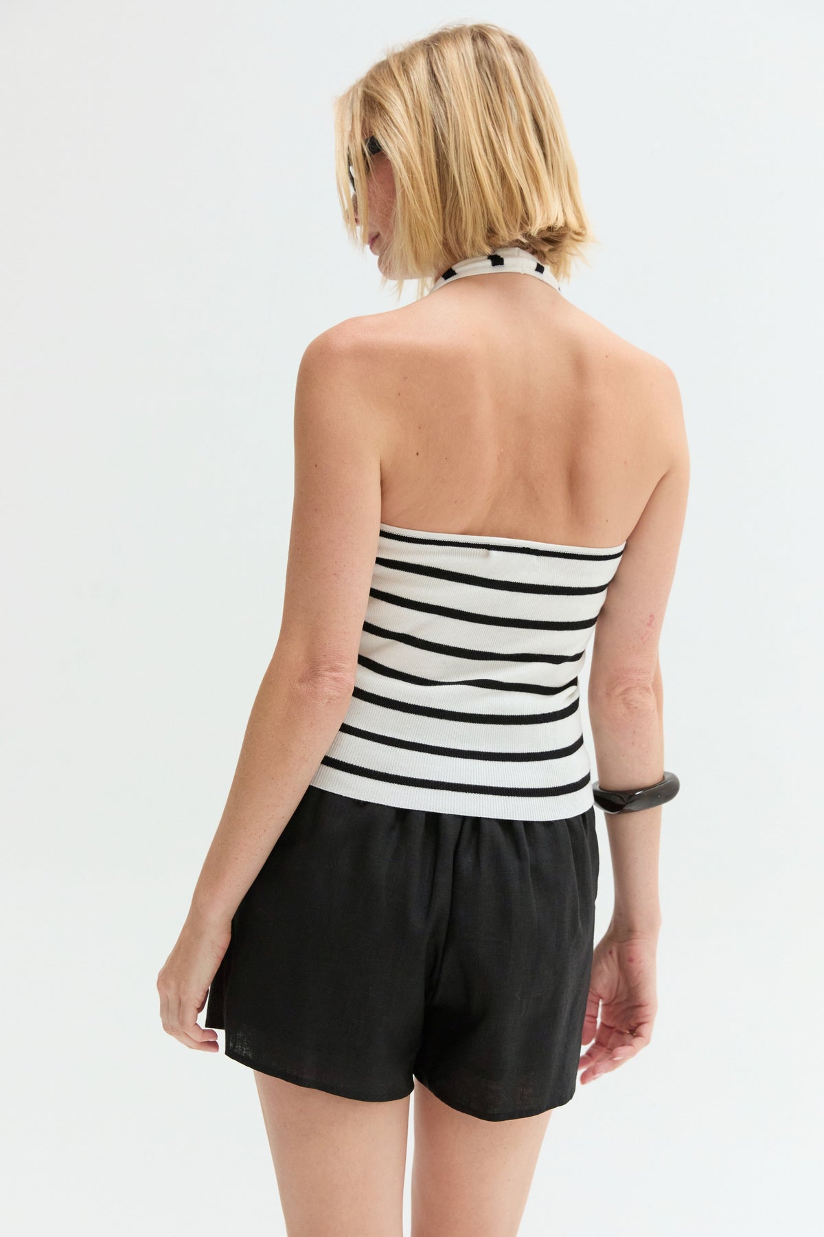 Jazzlyn Halter Stripe Knit Top