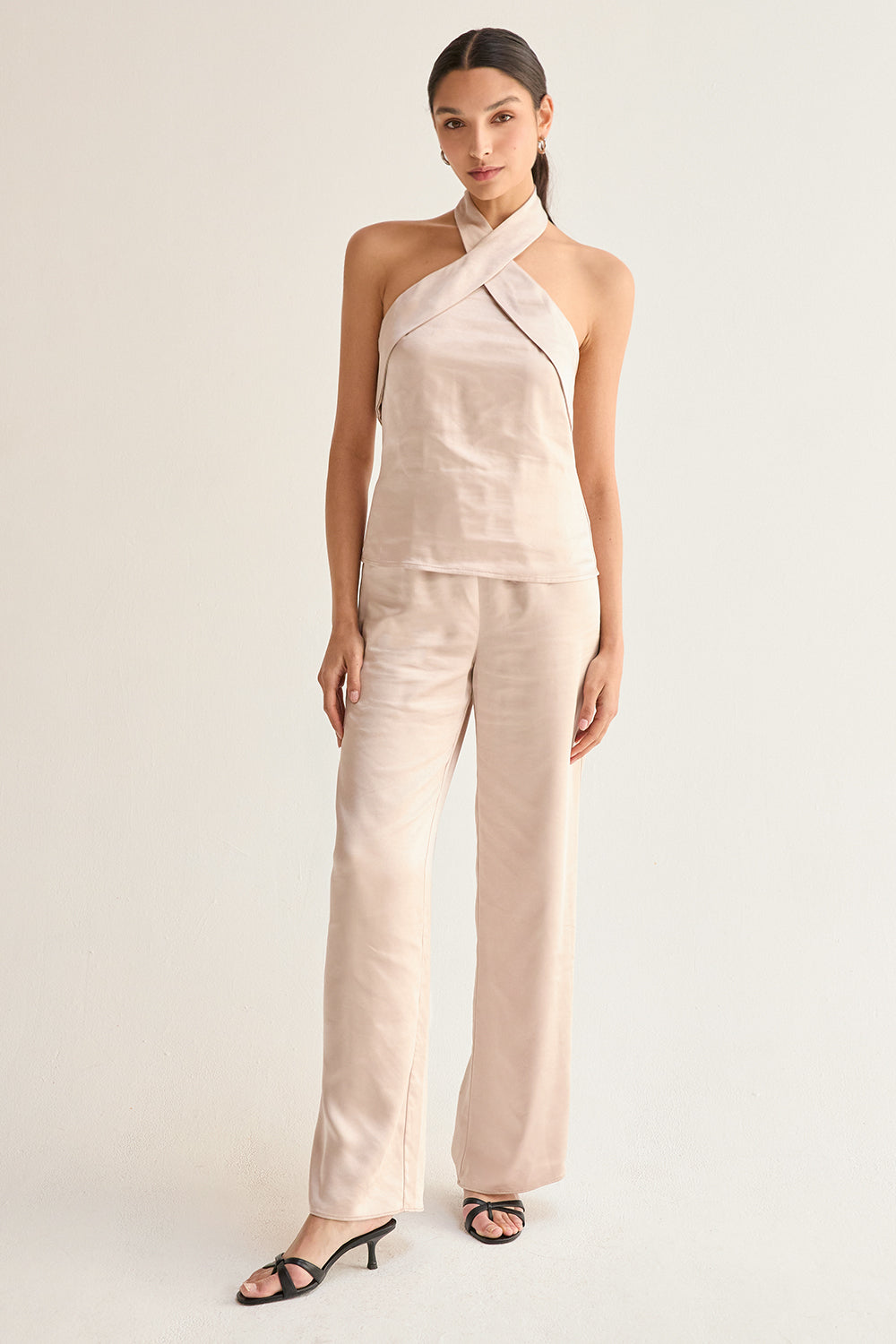 Scarlett Halter Neck Sleeveless Satin Top
