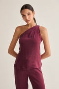 Bethany One Shoulder Cupro Sleeveless Blouse